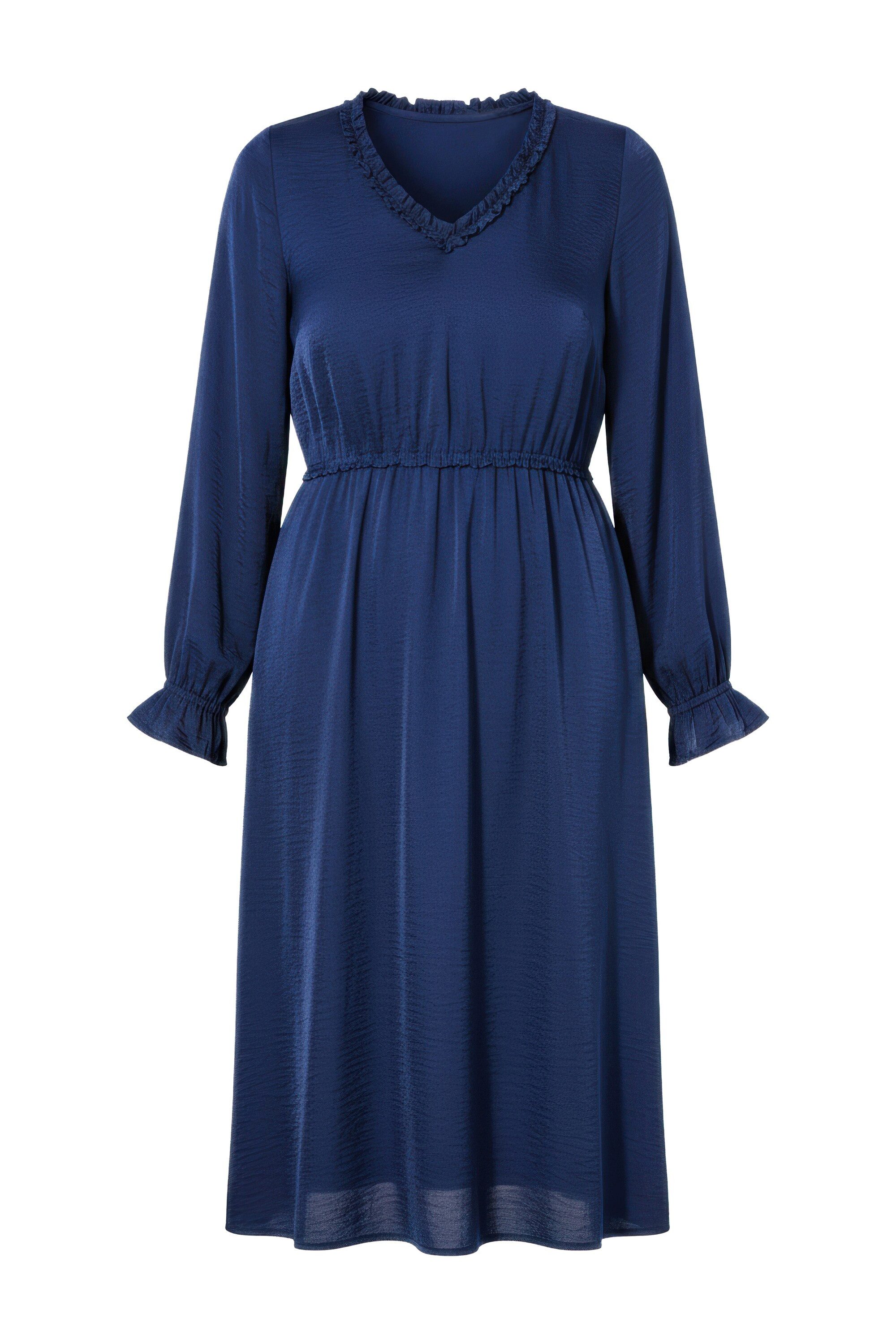 Studio Untold Jerseykleid Midikleid A-Linie Rüschen Langarm – Bild 2 von 3