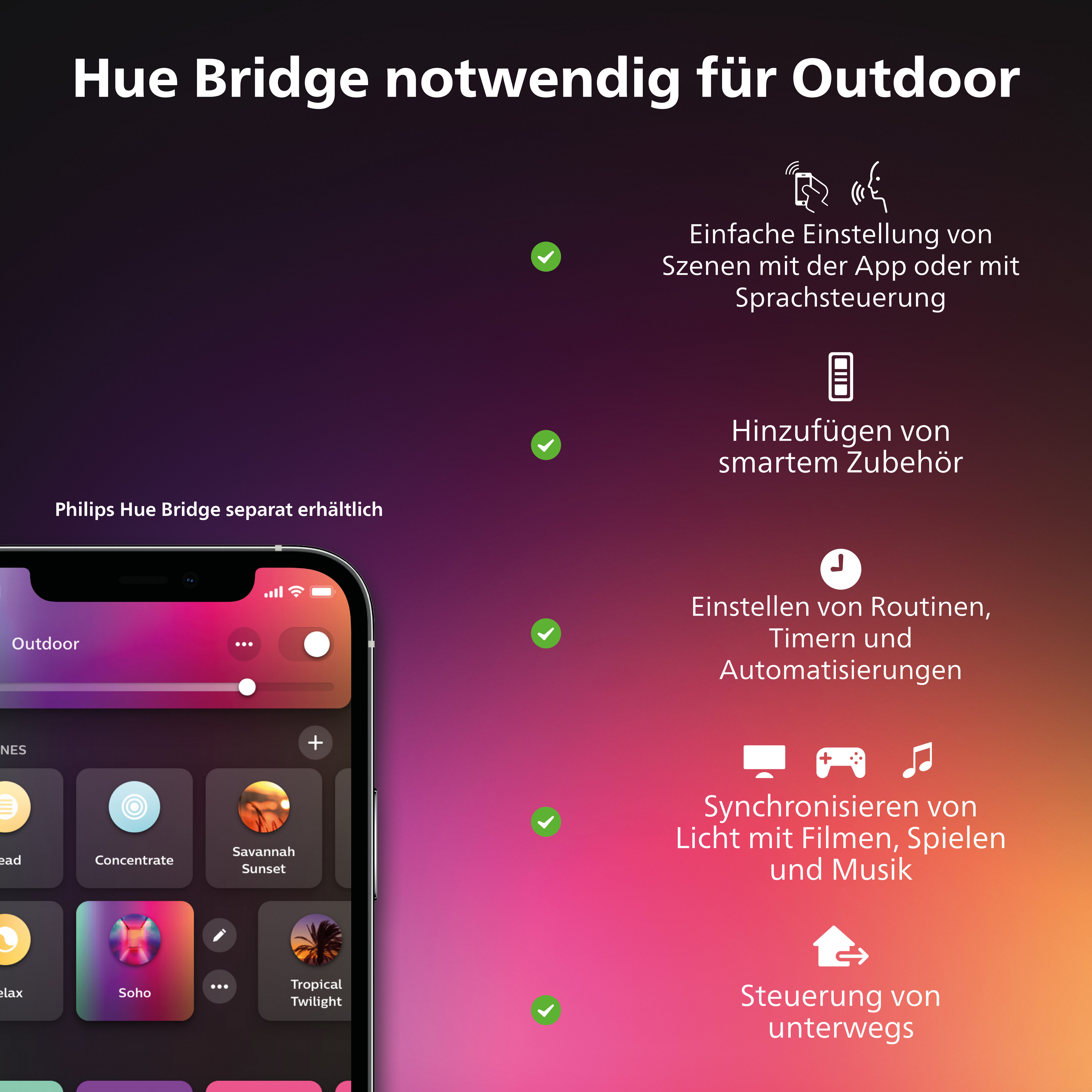 Philips Hue LED Außen-Wandleuchte Outdoor White & Color Ambiance Appear, Abschaltautomatik, Bluetooth, CCT - über Fernbedienung, Dimmfunktion, Einschlafhilfe, F – Bild 5 von 5