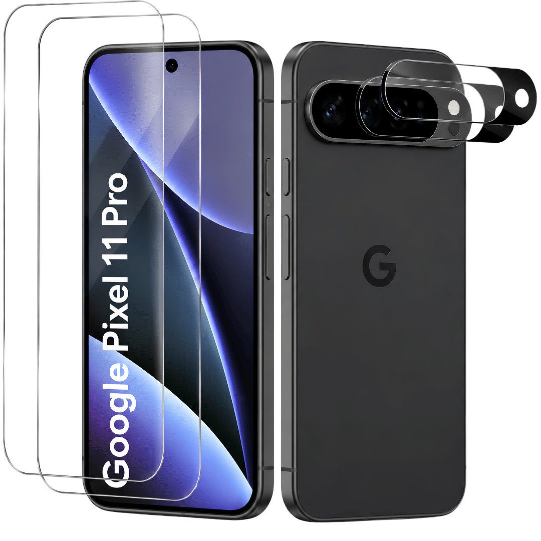 SmartUP Displayschutzglas 2X Schutzglas für Google Pixel 11 Pro Display Kamera Panzerfolie 3D für Google Pixel 11 Pro, 4 Stück, Rundumschutz, passgenaue Verarbeitung