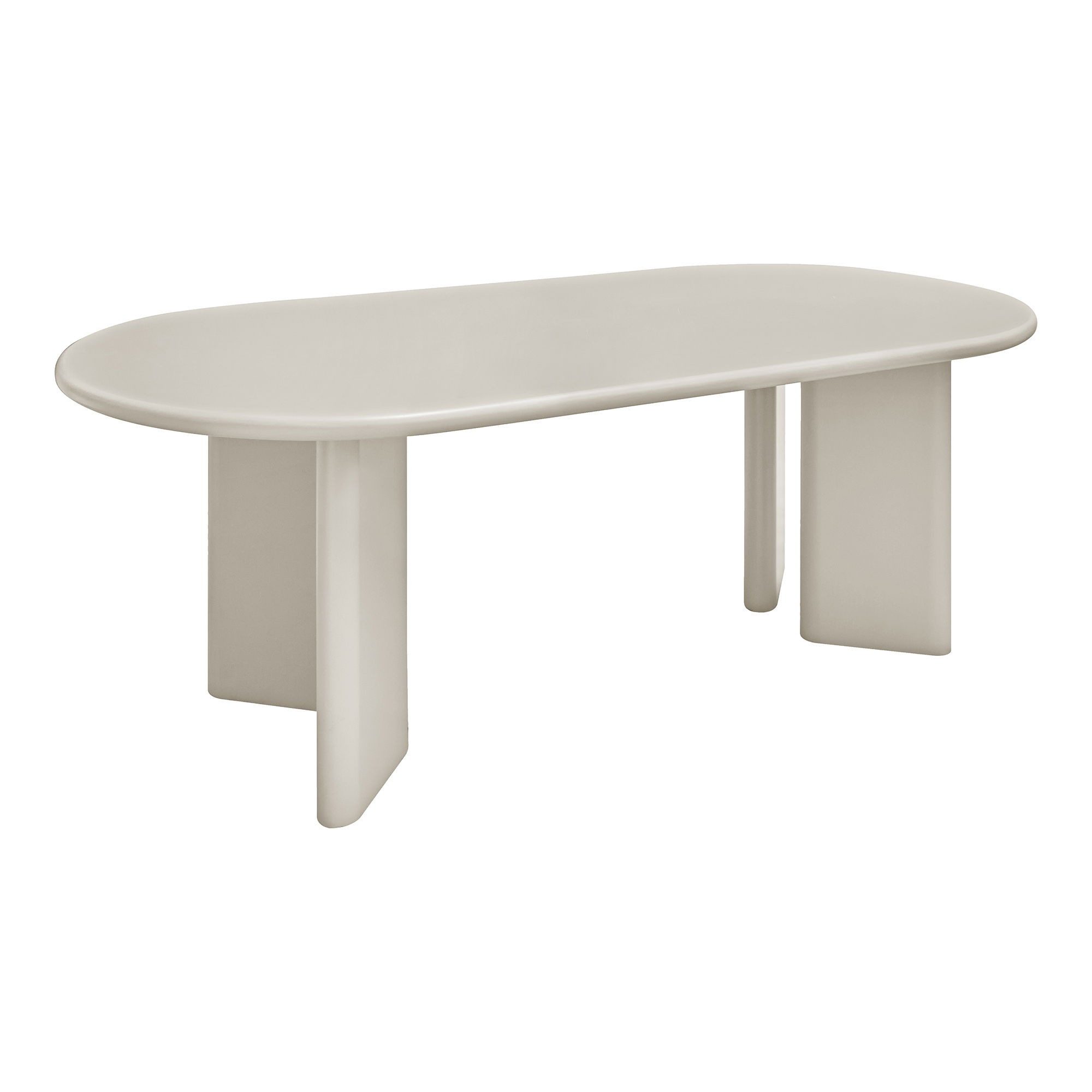 Esstisch ovale Form, in Beige-grau, MDF - 100x75x220cm (BxHxT)