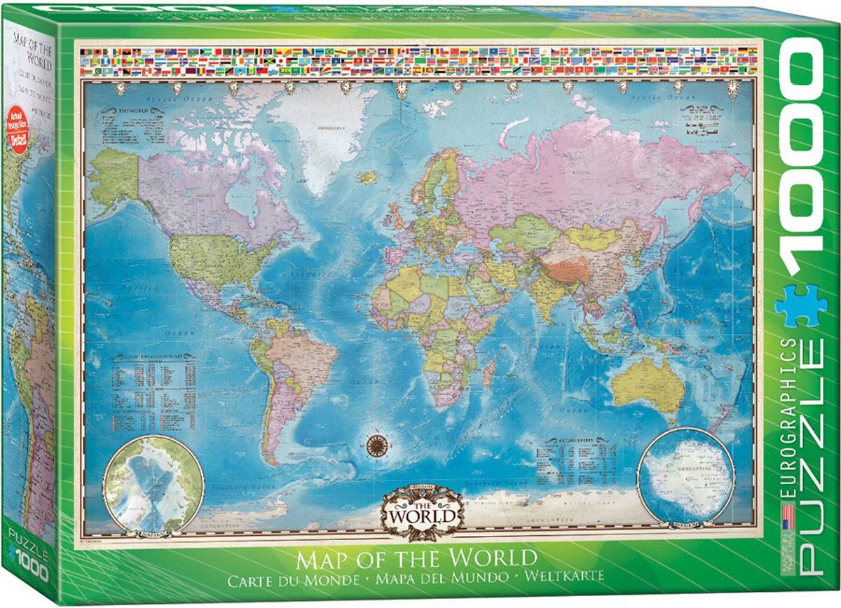 empireposter Puzzle Weltkarte - Map of the World - 1000 Teile Puzzle Format 68x48 cm., 1000 Puzzleteile