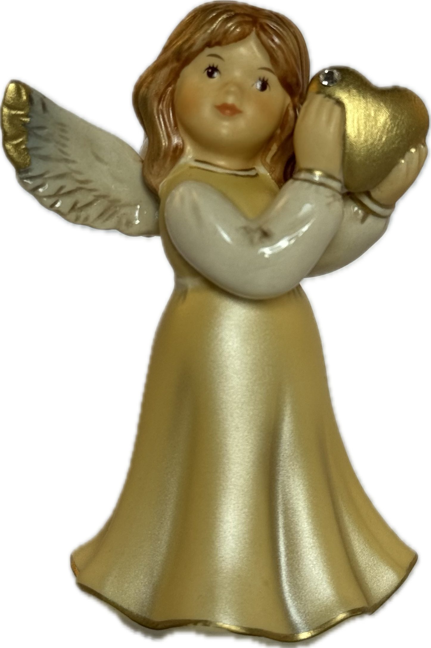 Goebel Engelfigur mit mit cm mit Kristallstein champagner, - Herzen, Kristallstein, Deinem Folge Schutzengel - Herz Himmlischer Herz 9,0