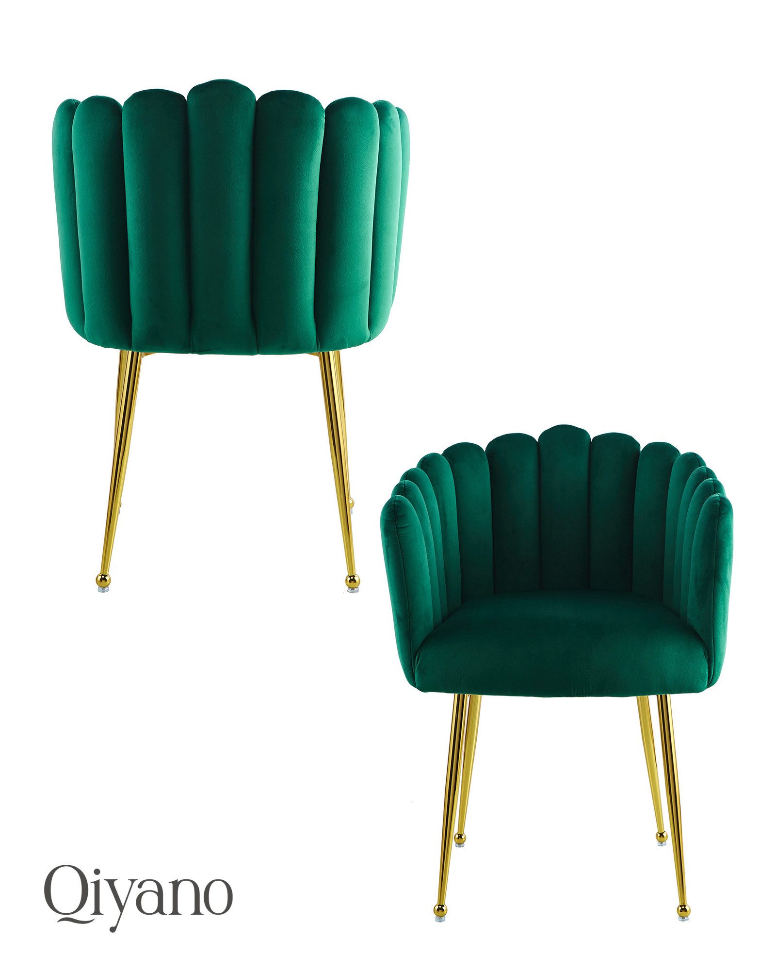 Qiyano Esszimmerstuhl Polsterstuhl Samt Grün - Komfortables Design, Pflegel günstig online kaufen