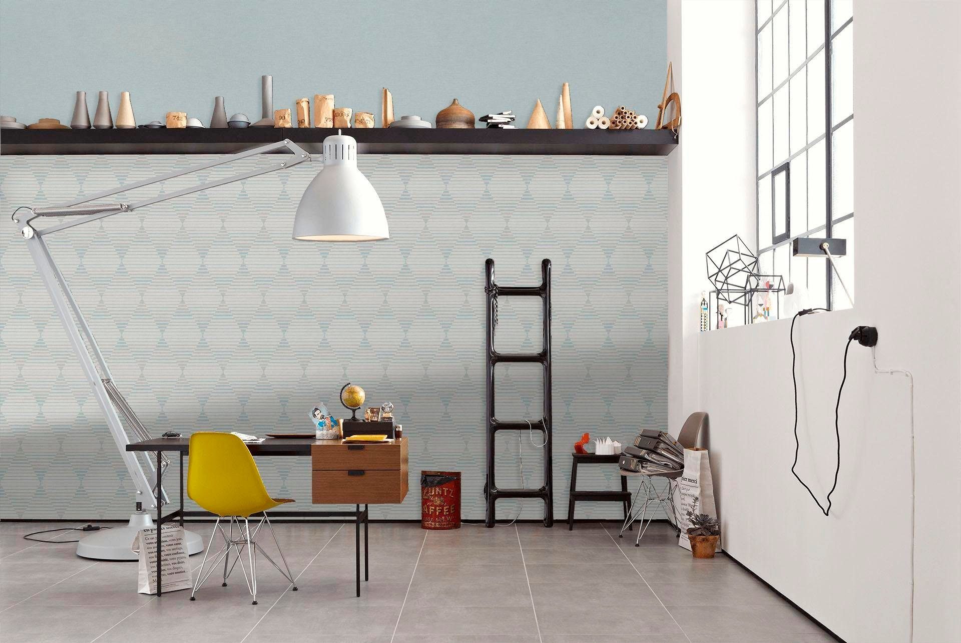 walls Création Vliestapete grafisch Style, geometrisch, A.S. living blau/weiß/grau Linen