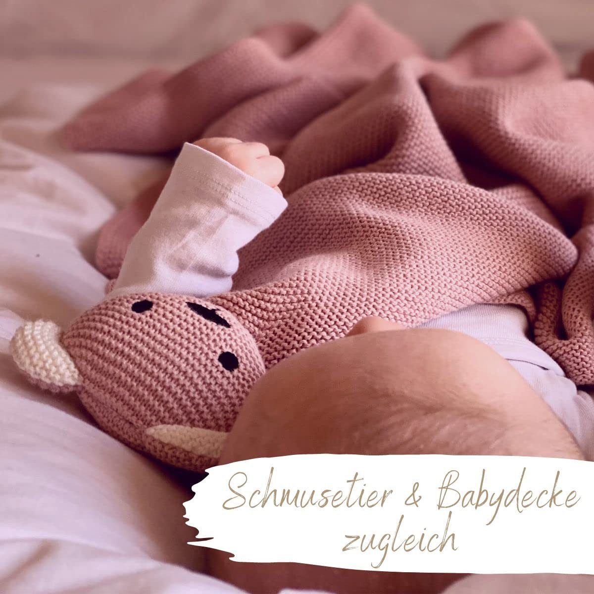 Babydecke DIKOS® Babydecke SCHMUSE-Bär Baby Geschenk Mädchen Junge Geschenkset, DIKOS, Geschenk zur Geburt, PREMIUM Qualität, 100 % BIO Baumwolle, nachhaltig – Bild 5 von 5