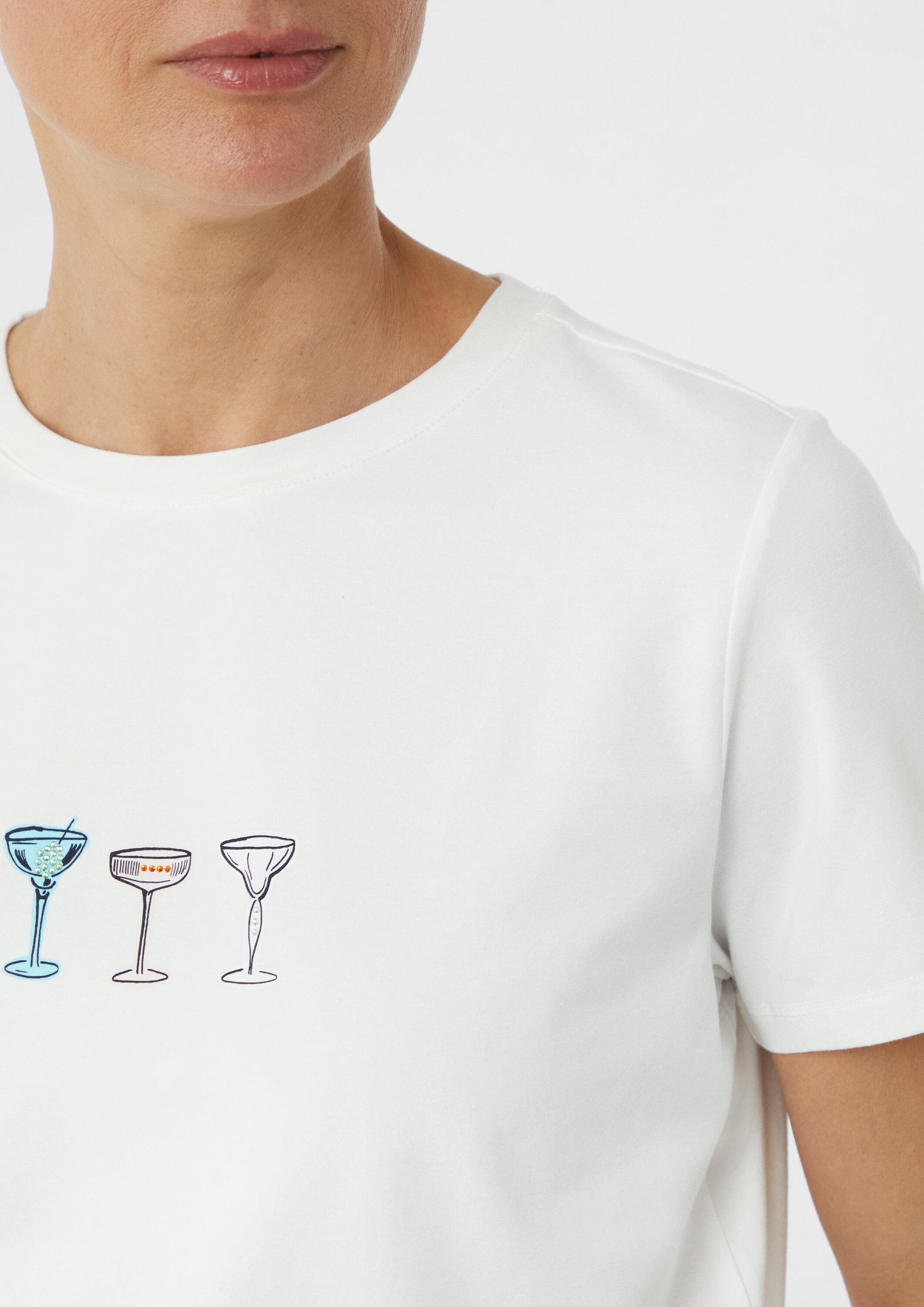 comma Kurzarmshirt T-Shirt Jersey-T-Shirt aus Baumwollmix mit Print