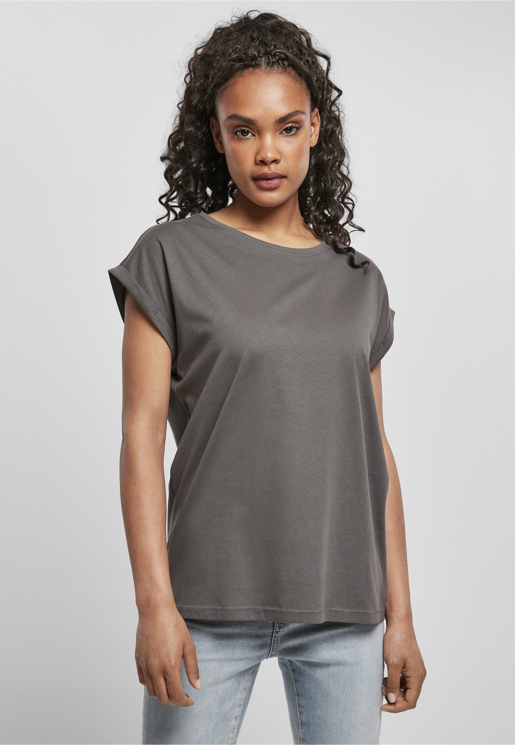 URBAN CLASSICS Kurzarmshirt Urban Classics Damen Ladies Extended Shoulder Tee (1-tlg) – Bild 5 von 5