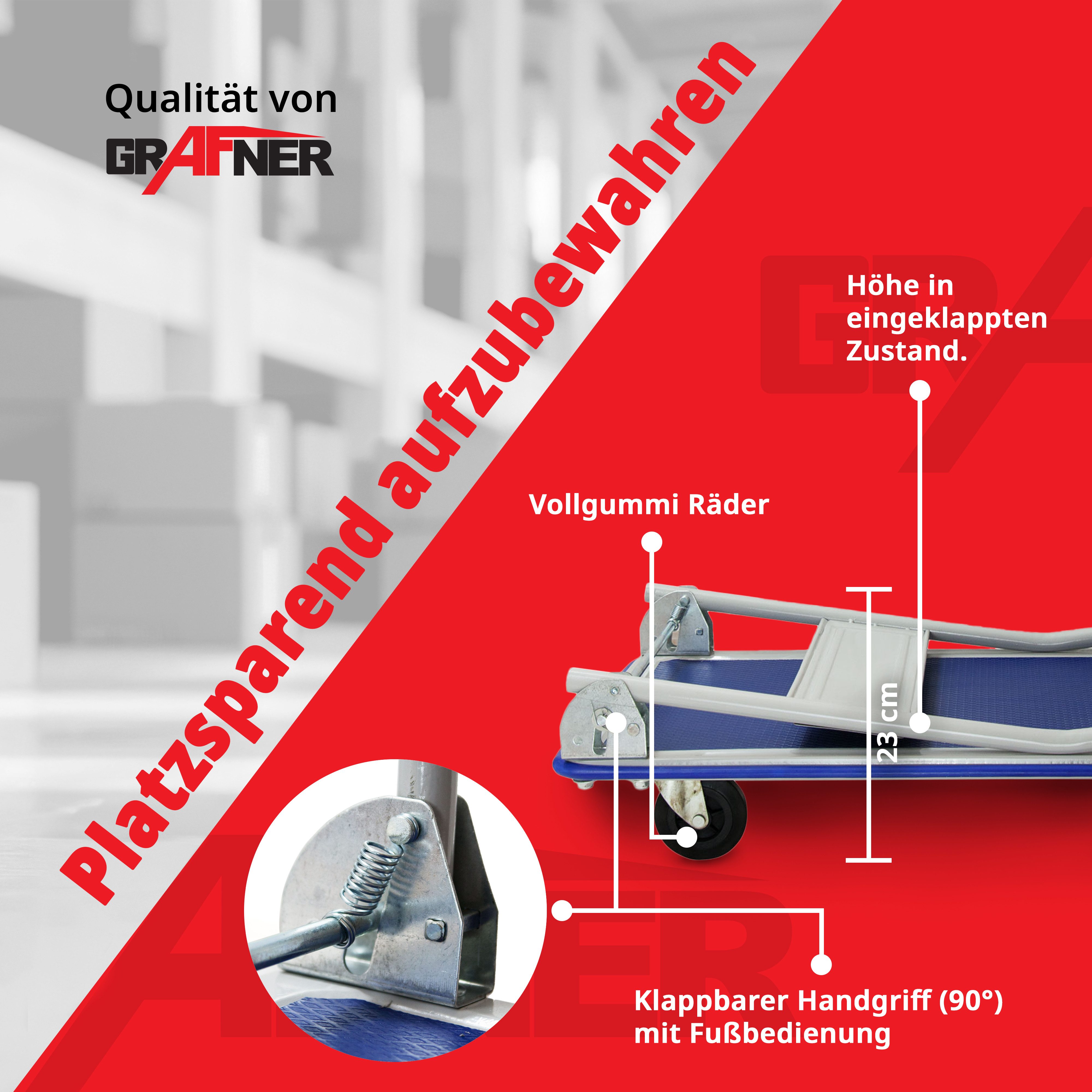 Grafner platform trolley, 150kg load capacity, storage trolley, transport area 82 x 47 cm, max. load capacity 150 kg