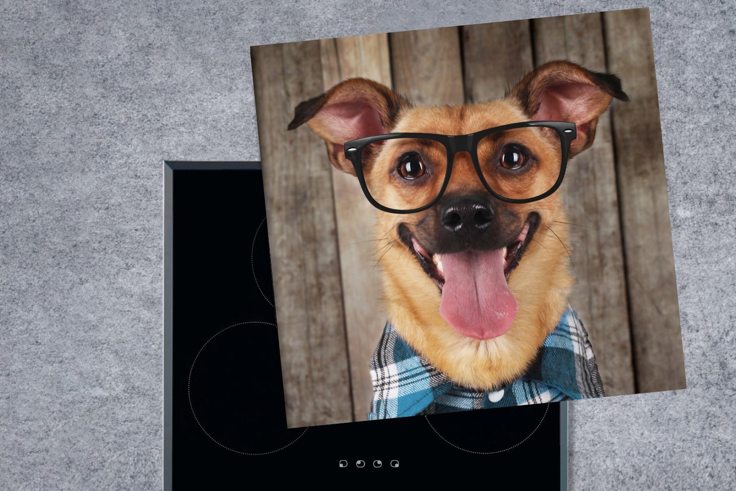 - - cm, tlg), MuchoWow Herdblende-/Abdeckplatte Vinyl, küche Brille (1 Hipster, Ceranfeldabdeckung, für Arbeitsplatte 78x78 Hund - Bluse