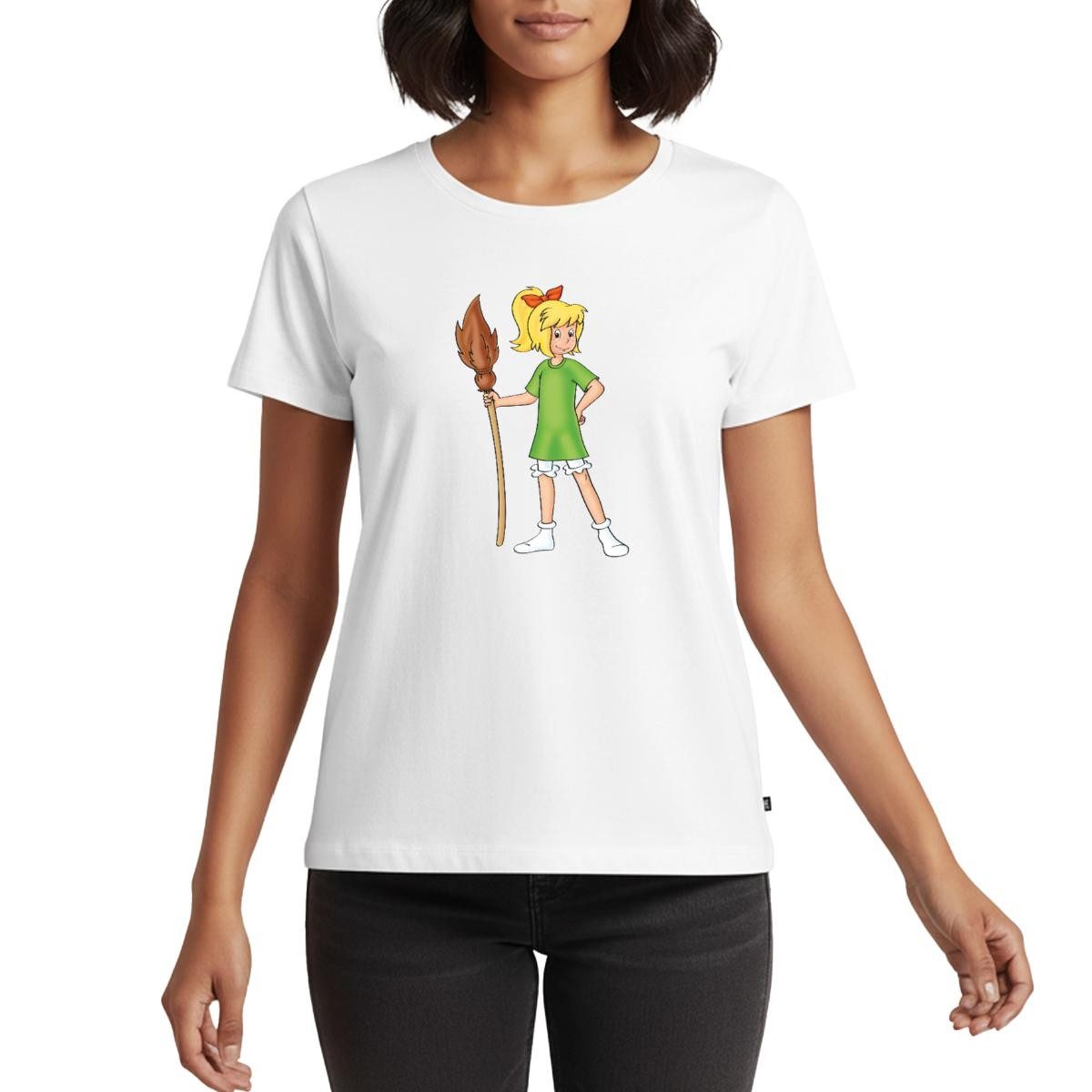 Spreadshirt T-Shirt Bibi Blocksberg Mit Ihrem Besen Kartoffelbrei Frauen Premium T-Shirt (1-tlg) Fällt klein aus. Wir empfehlen, eine Größe größer zu bestellen.