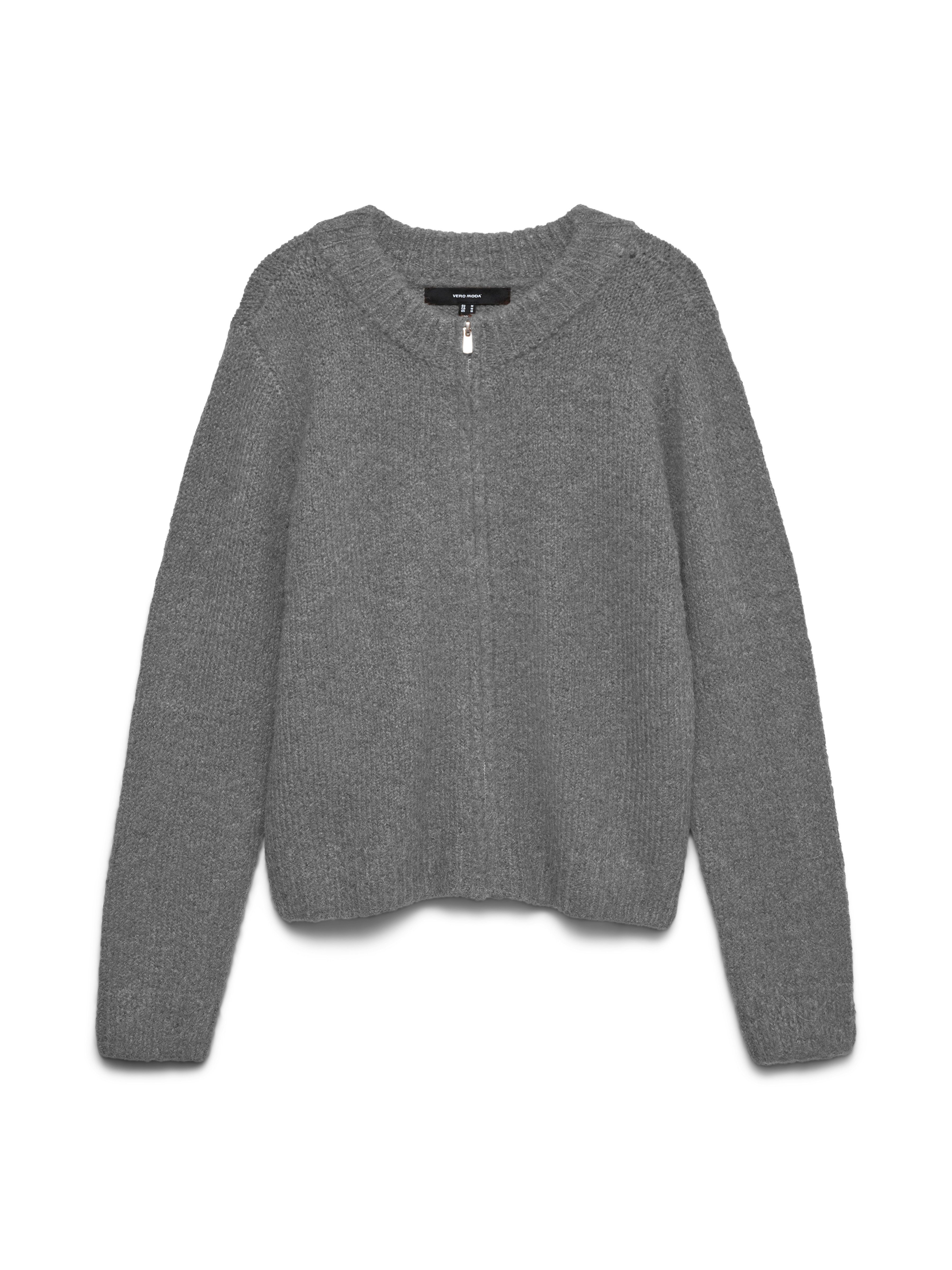 Vero Moda Strickjacke VMBERRY LS O-NECK ZIPPER CARIDGAN NOOS Materialmix