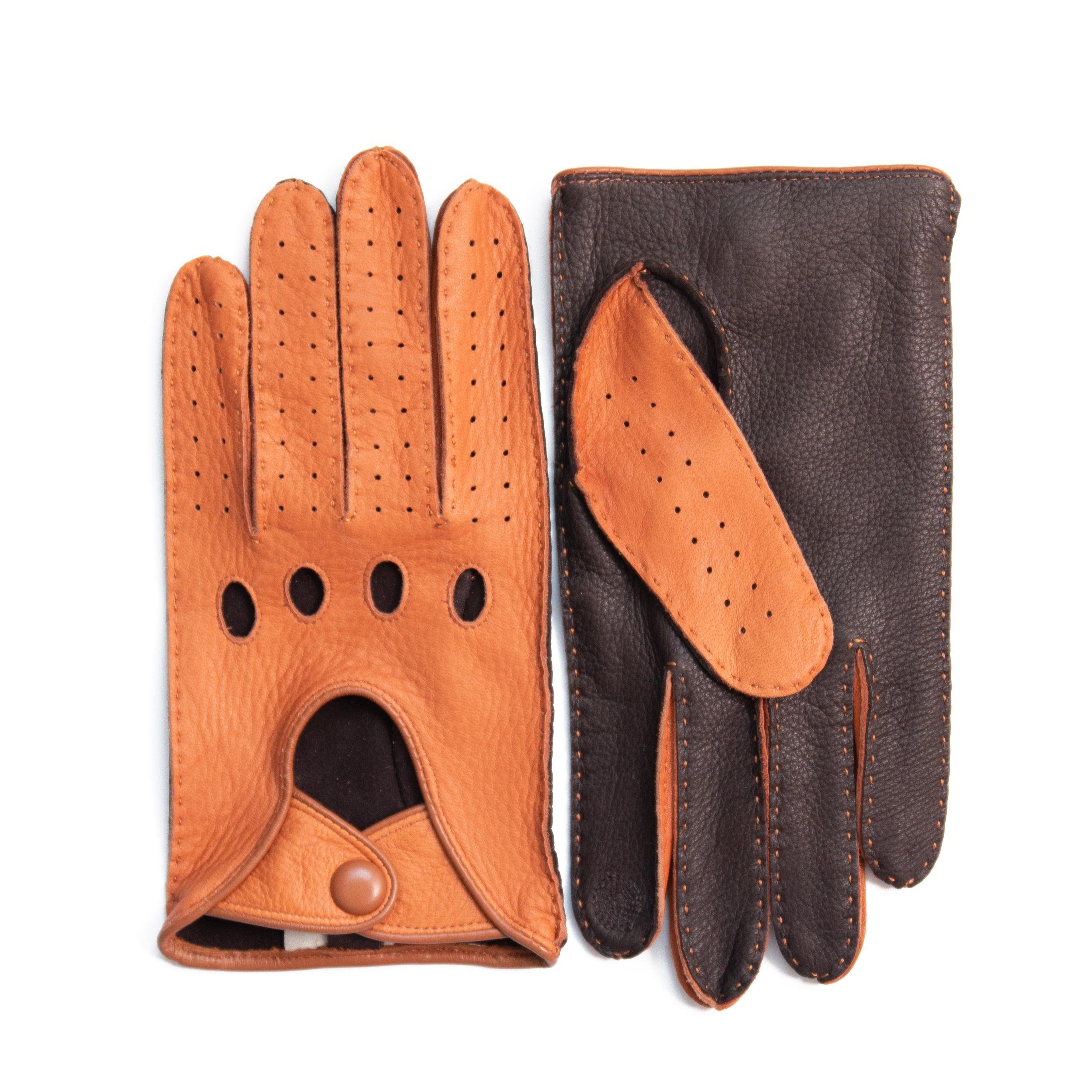 Hand Gewand by Weikert Lederhandschuhe CARLA - Hirschleder Auto-Handschuhe  für Damen, handgenäht mit Touchscreen Funktion, ungefüttert
