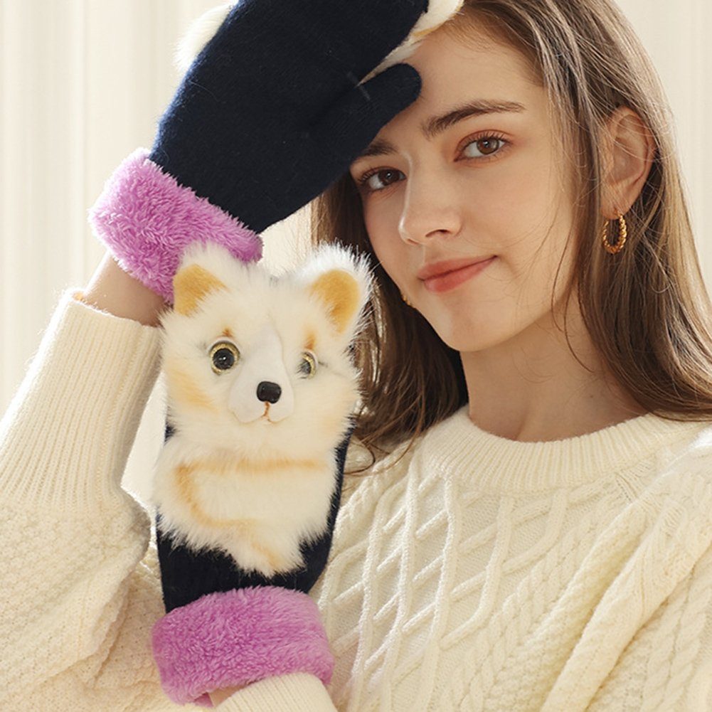 Halten Für F Damen Kind Warme, Niedliche Atmungsaktive Winter-Tierhandschuhe Trikot-Handschuhe Blusmart