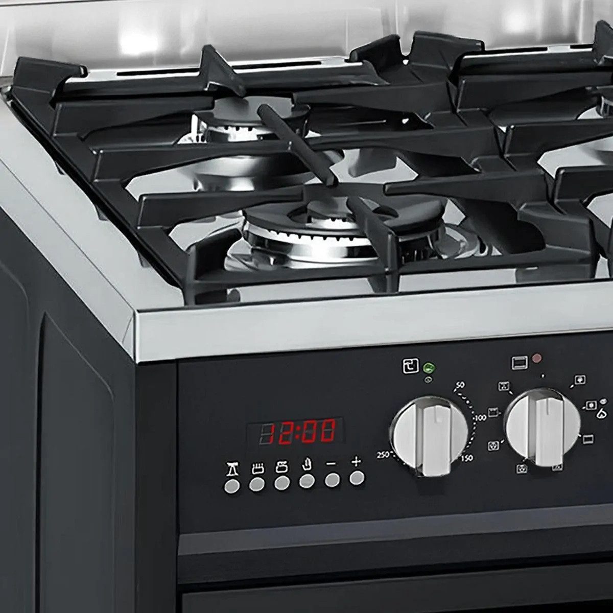 GURARI Gas-Standherd 60 cm Schwarze Gasherd mit Elektrobackofen 60 L Range Coocker GCH E 610 BL Gas-Elektro-Standherd, Erdgas/Propangas, 4 Kw, WOK, mit 1-fach-Teleskopauszug, Easy-Clean-Emaille, Gas Elektro Standherd 60 cm Erdgas, Fl.Gas 4 Kw WOK, 60 L