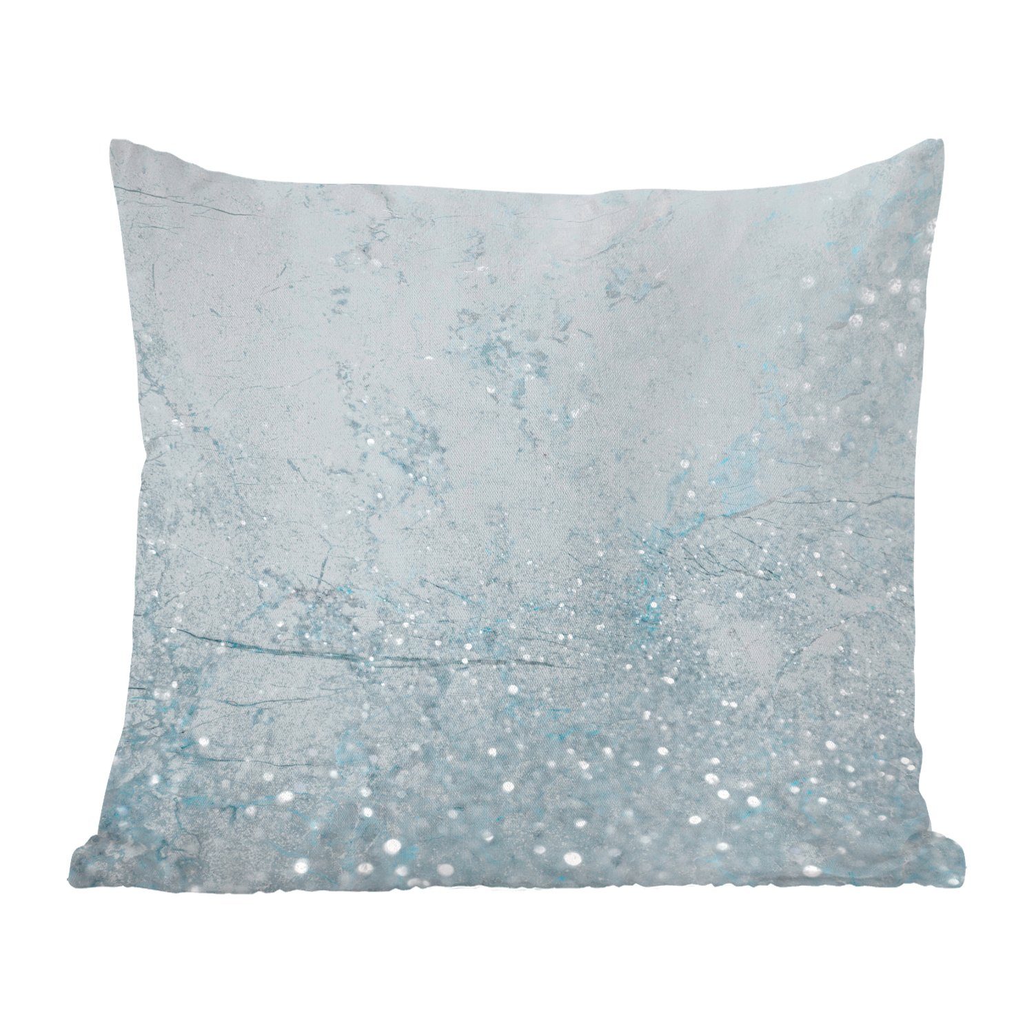 MuchoWow Dekokissen Zierkissen - Blau Marmor für Sofakissen Wohzimmer, - Schlafzimmer, mit Glitter, Füllung Deko