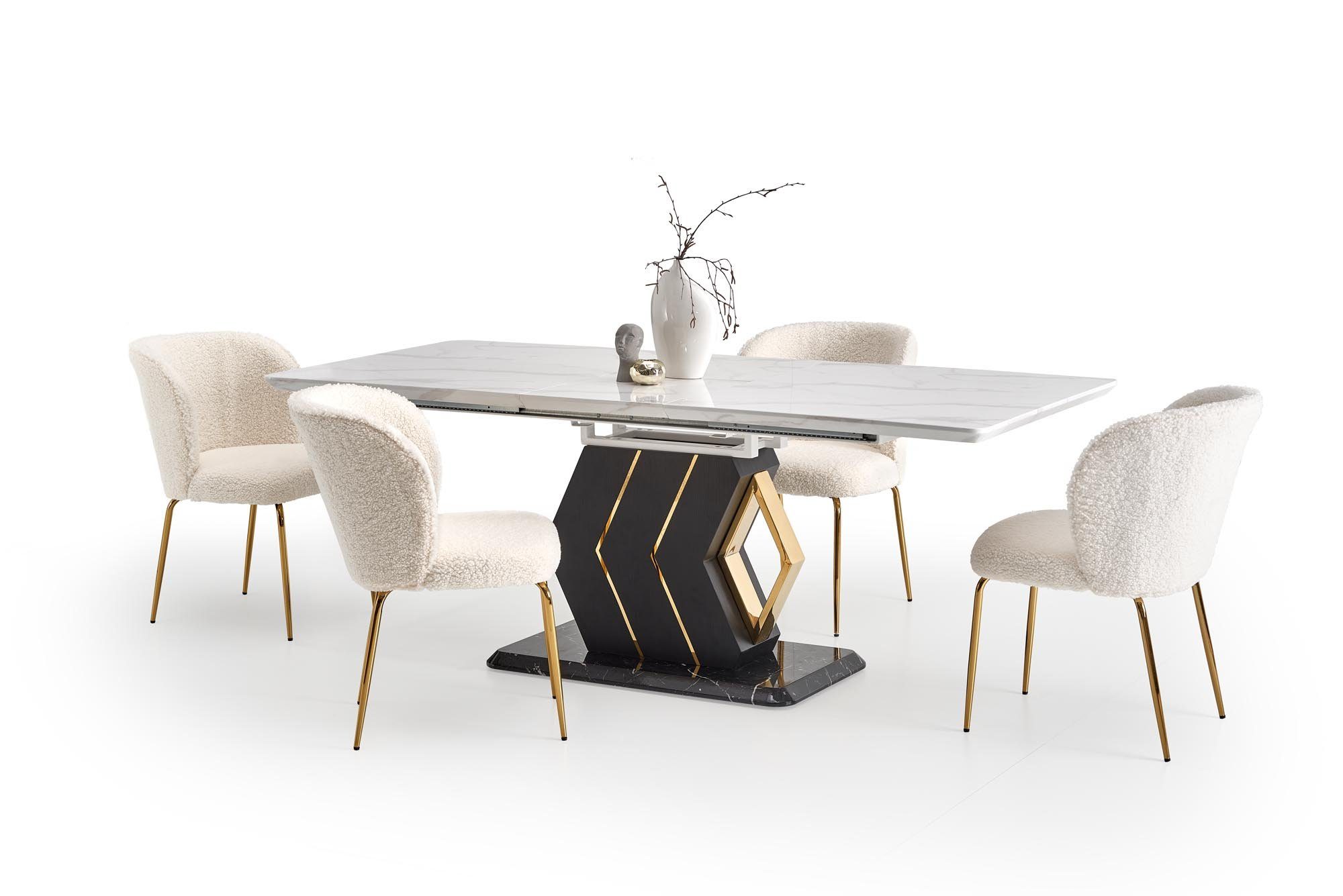 Tisch HA-888 - Gold Esstisch Marmoroptik ausziehbar 200 Schwarz Design 160 designimpex bis
