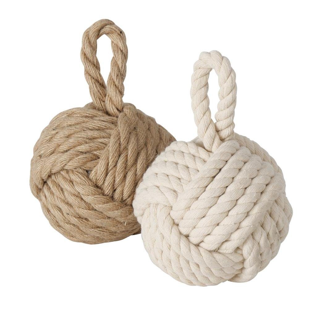 BOLTZE Türstopper Zuber als Knoten aus Jute, 2er Set (1x Braun, 1x Beige) Maritimes Design