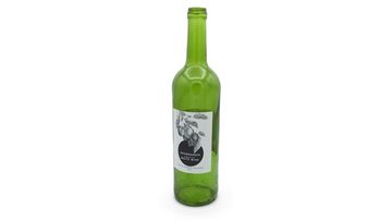 Quartett.net Zauberkasten Bruchglas-Weinflasche (0,75l) aus Zucker, grün Inkl.2 Etiketten