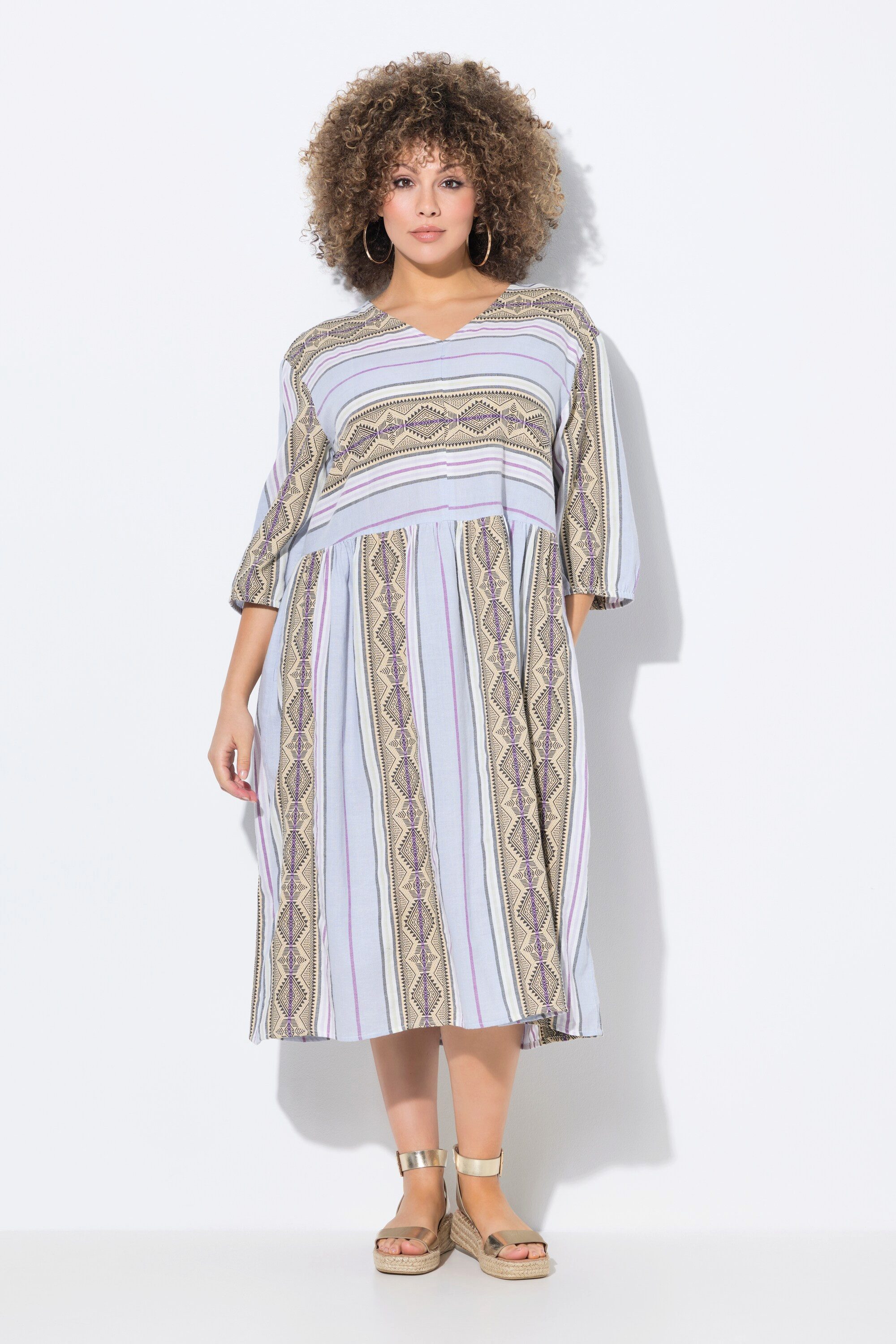 Ulla Popken Midikleid Kaftankleid Streifen A-Linie günstig online kaufen