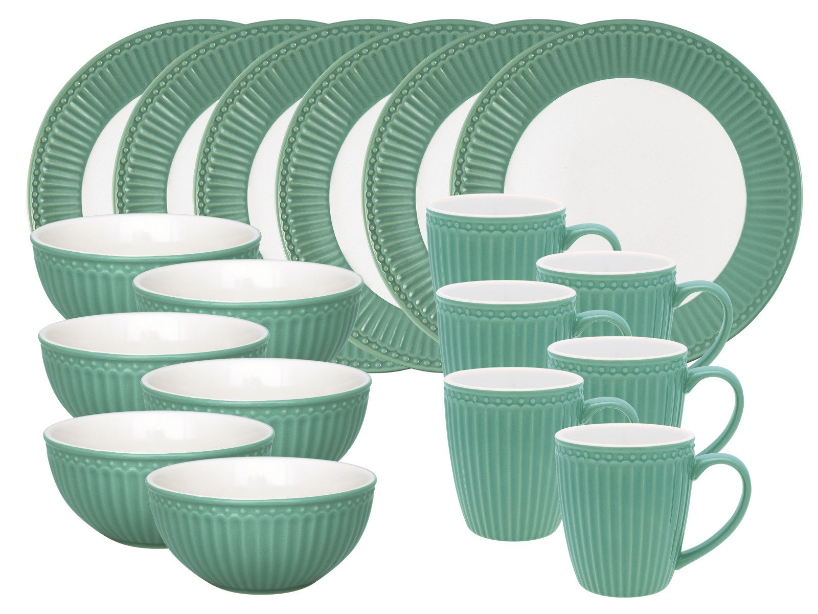 Greengate Frühstücks-Set Alice Frühstücksset dusty green 18tlg