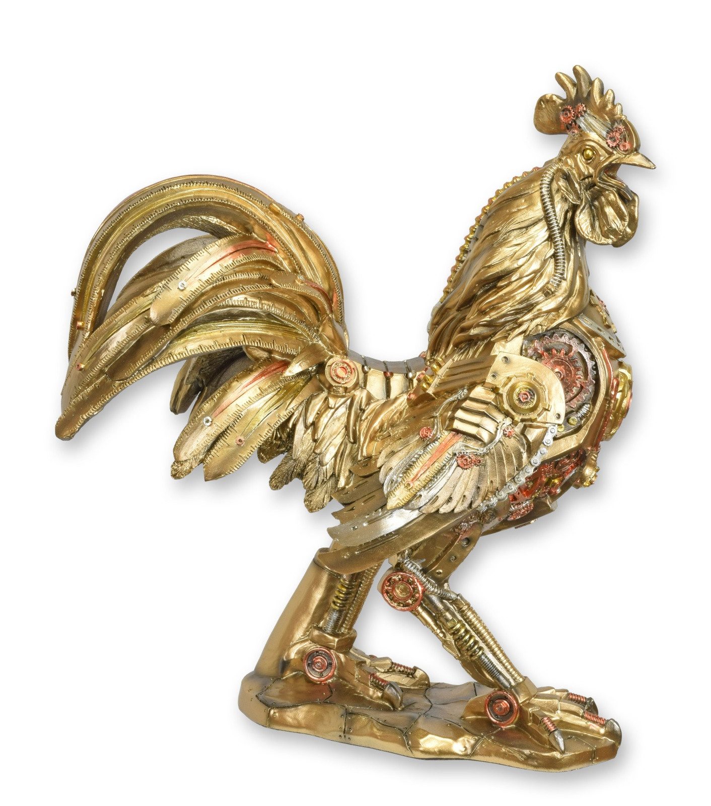 Dekoobjekt Steampunk-Figur Hahn aus Kunstharz Replikat Retro Design Dekoration