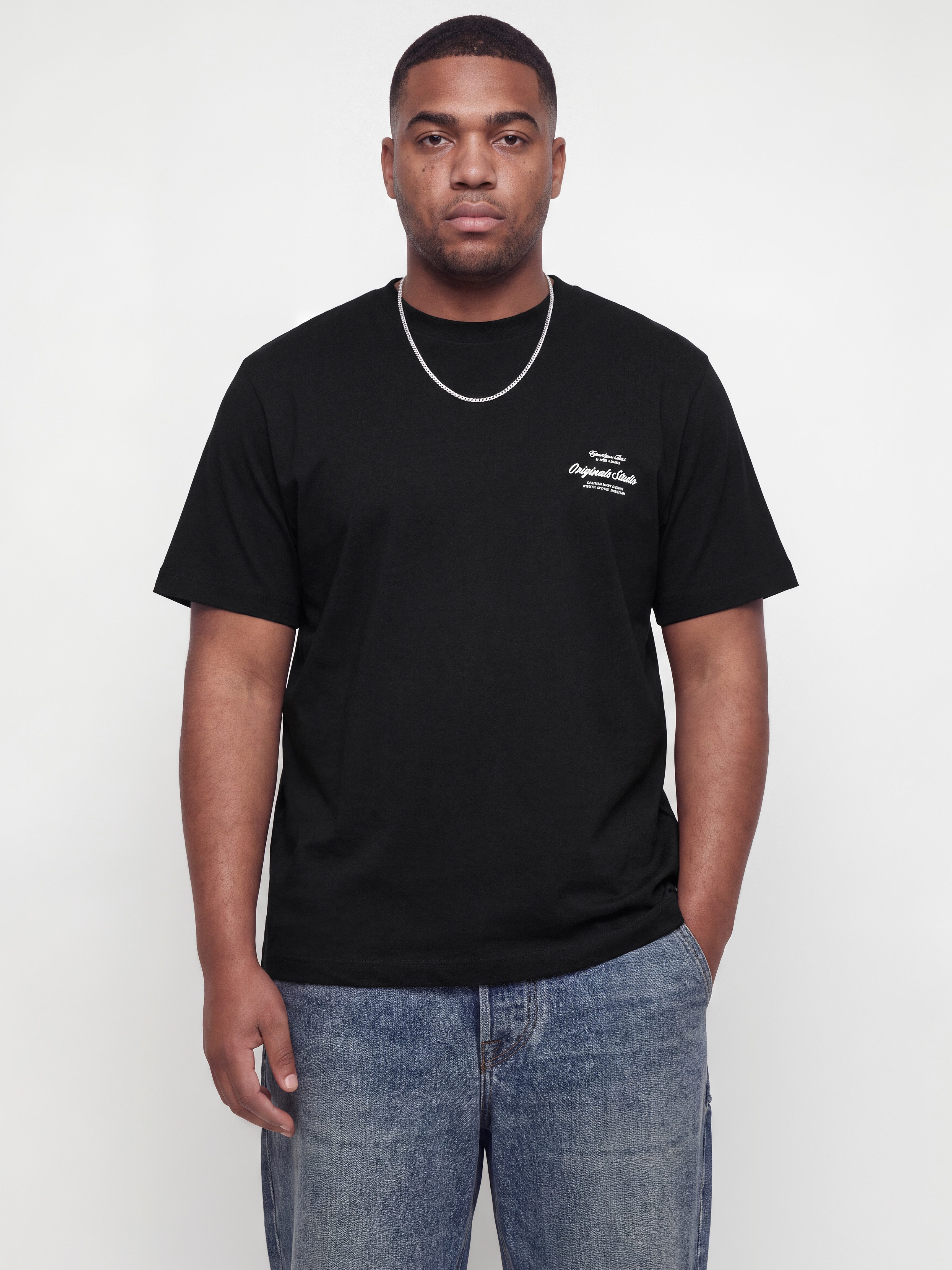Jack & Jones PlusSize Kurzarmshirt JORNORREBRO TYPO TEE SS CREW NECK PLS Baumwolle, regular fit