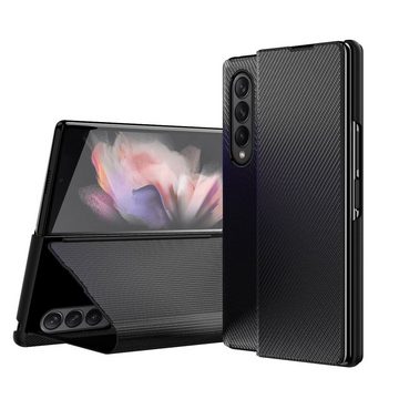 Wigento Handyhülle Für Samsung Galaxy Z Fold4 5G Kevlar All-Inclusive / Kunststoff Handy Tasche Hülle Etuis Schwarz