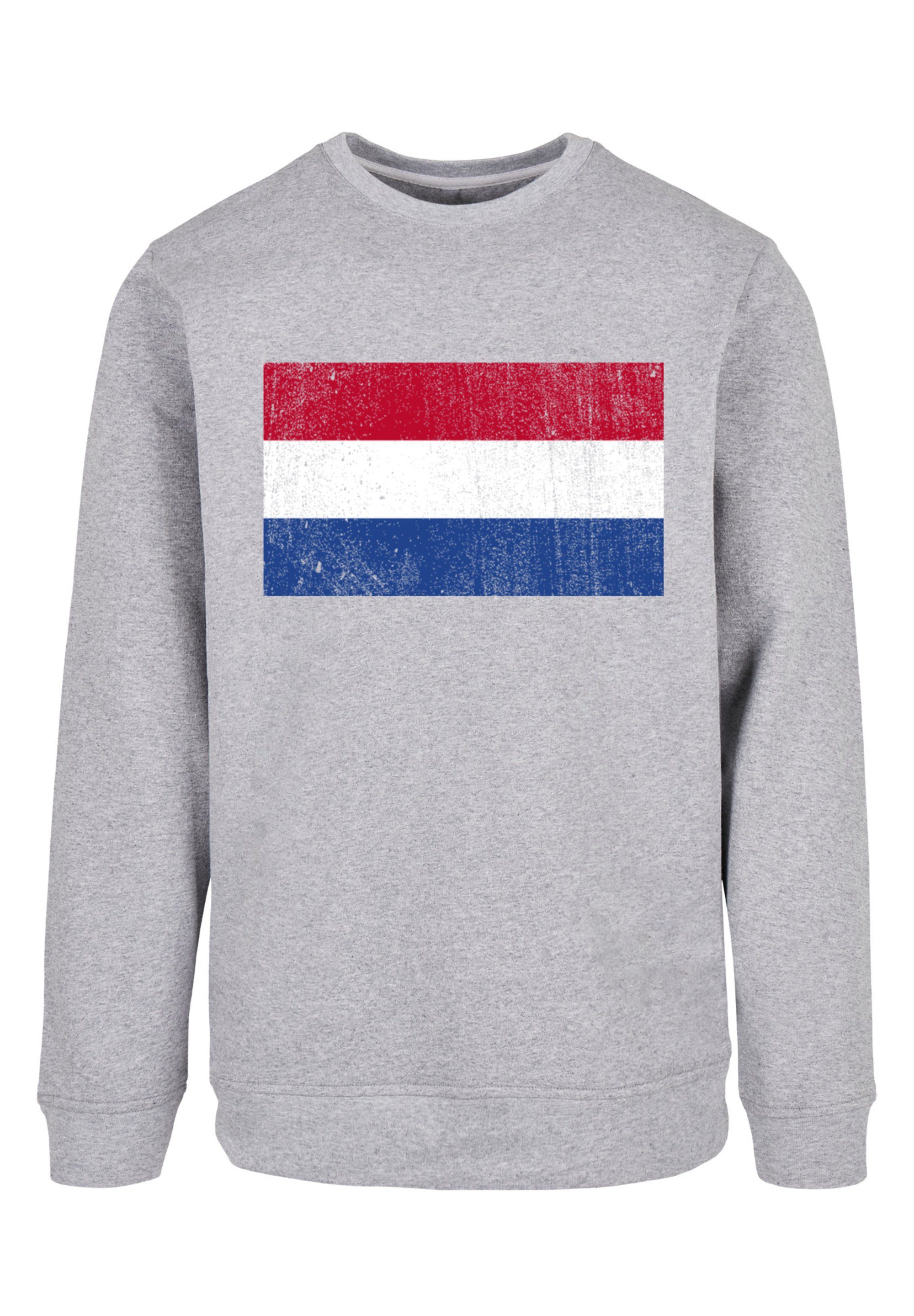 F4NT4STIC Kapuzenpullover Netherlands NIederlande Holland Flagge distressed  Print, Basic Crewneck, entspannter Look, Regular Fit