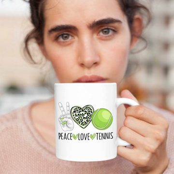 Trendation Tasse Lustige Tennis Tasse für Tennis-Spieler Coach Trainer Geschenk "Peace