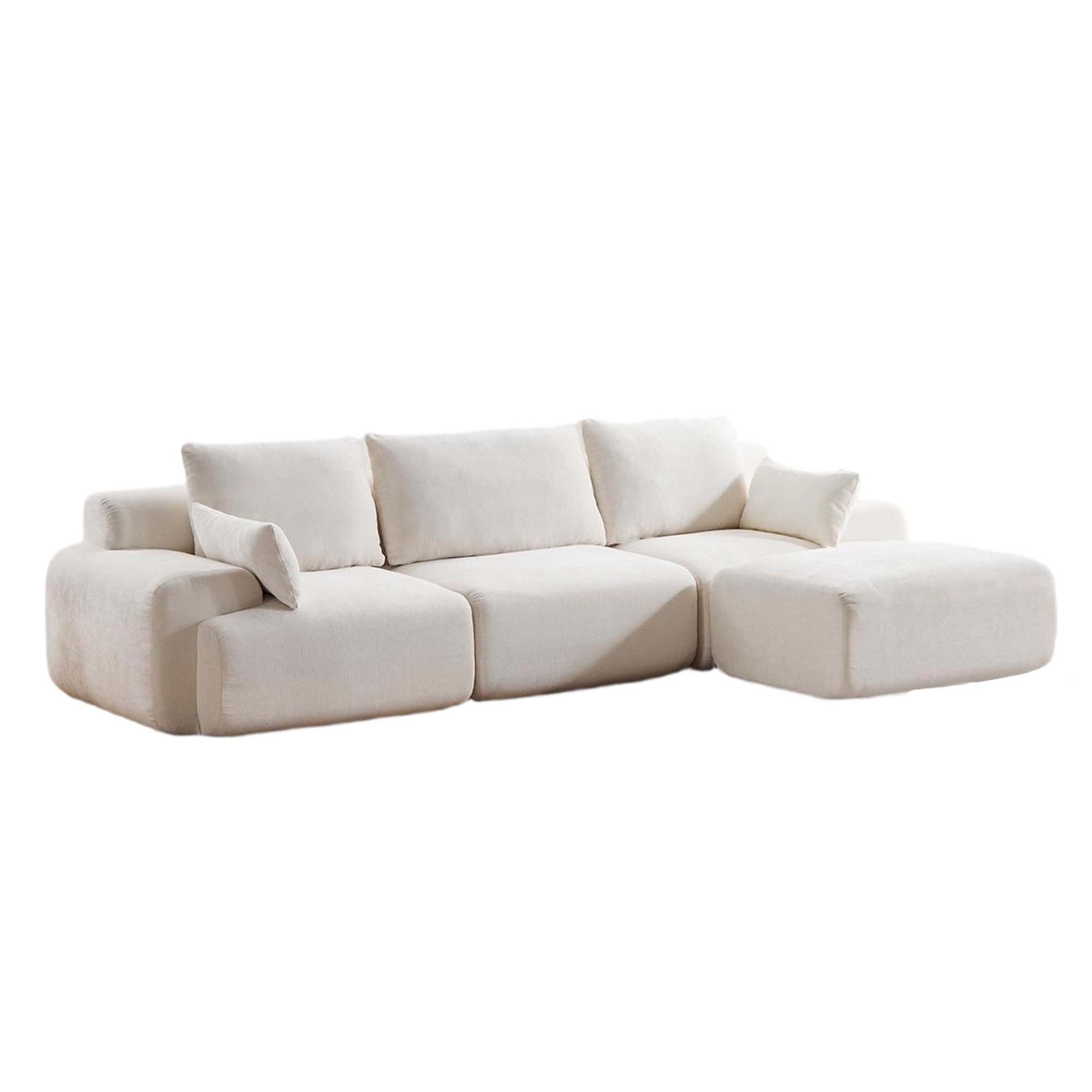 welax Sofa Chenille Sofa mit Memoryschaum, Modularer Cloud Loveseat, 4-Sitzer Sofa, 289×104×70 cm
