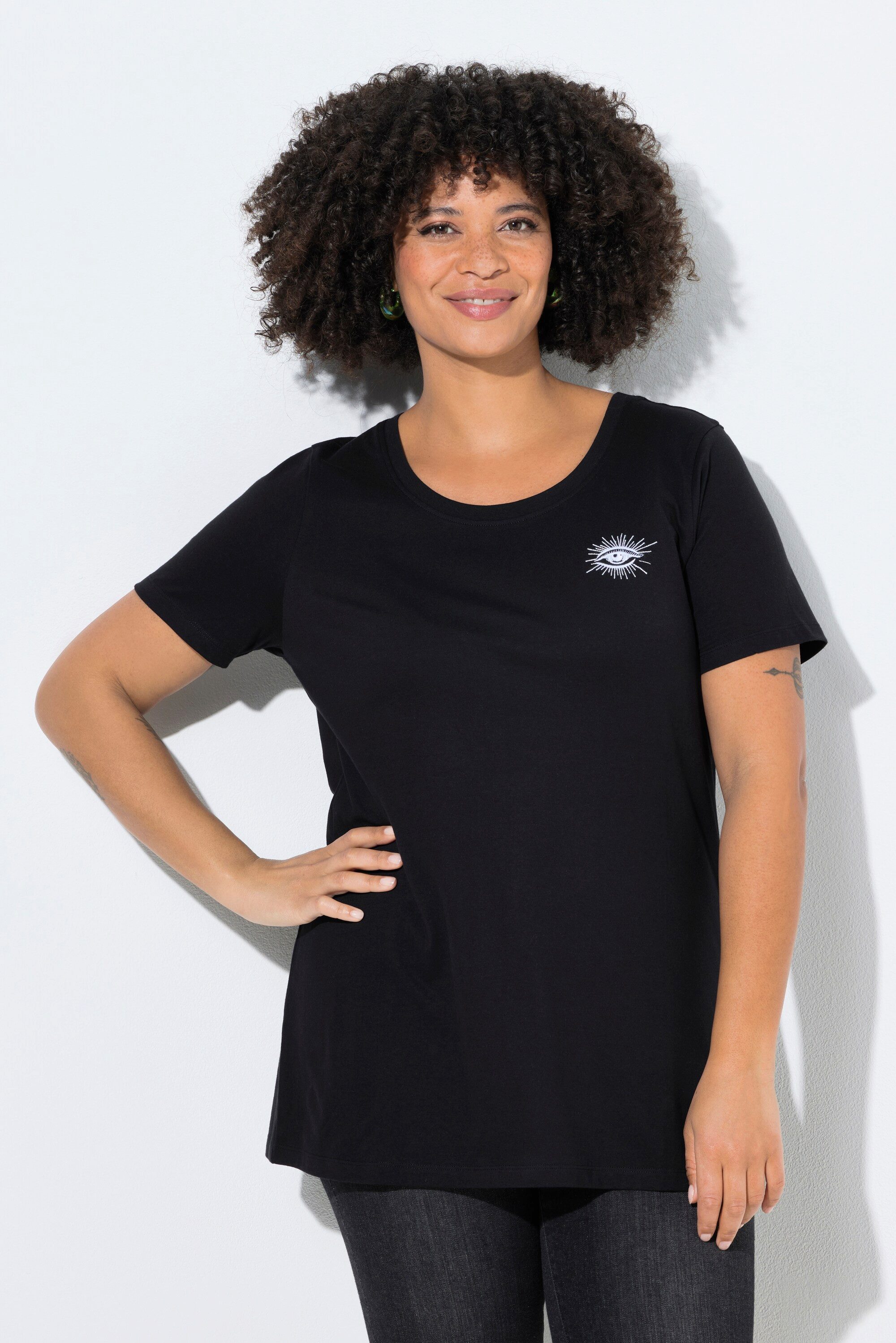 T-Shirt T-Shirt bequeme Passform Rücken-Schriftzug