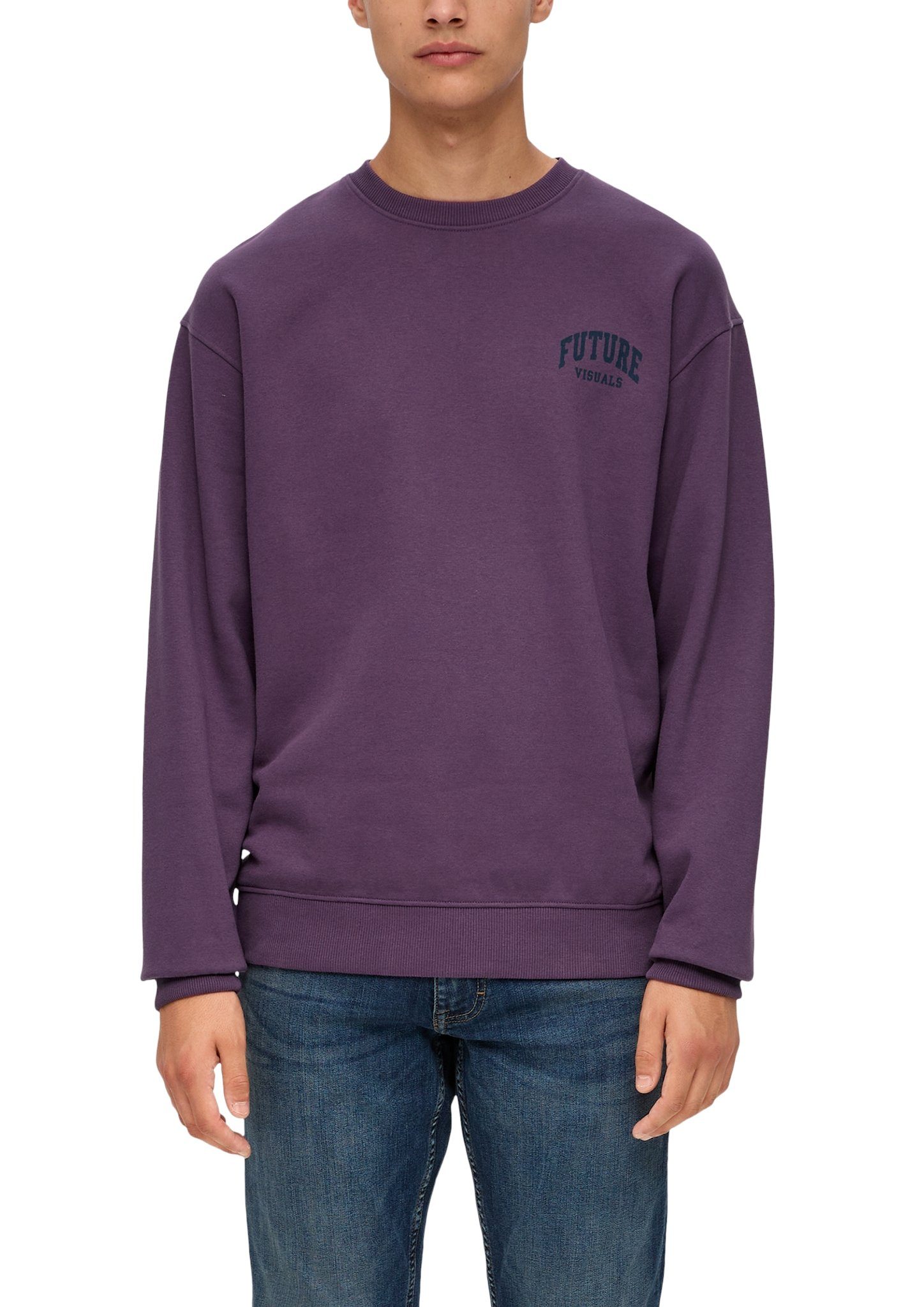 QS Sweatshirt mit kleinem Frontprint lilac