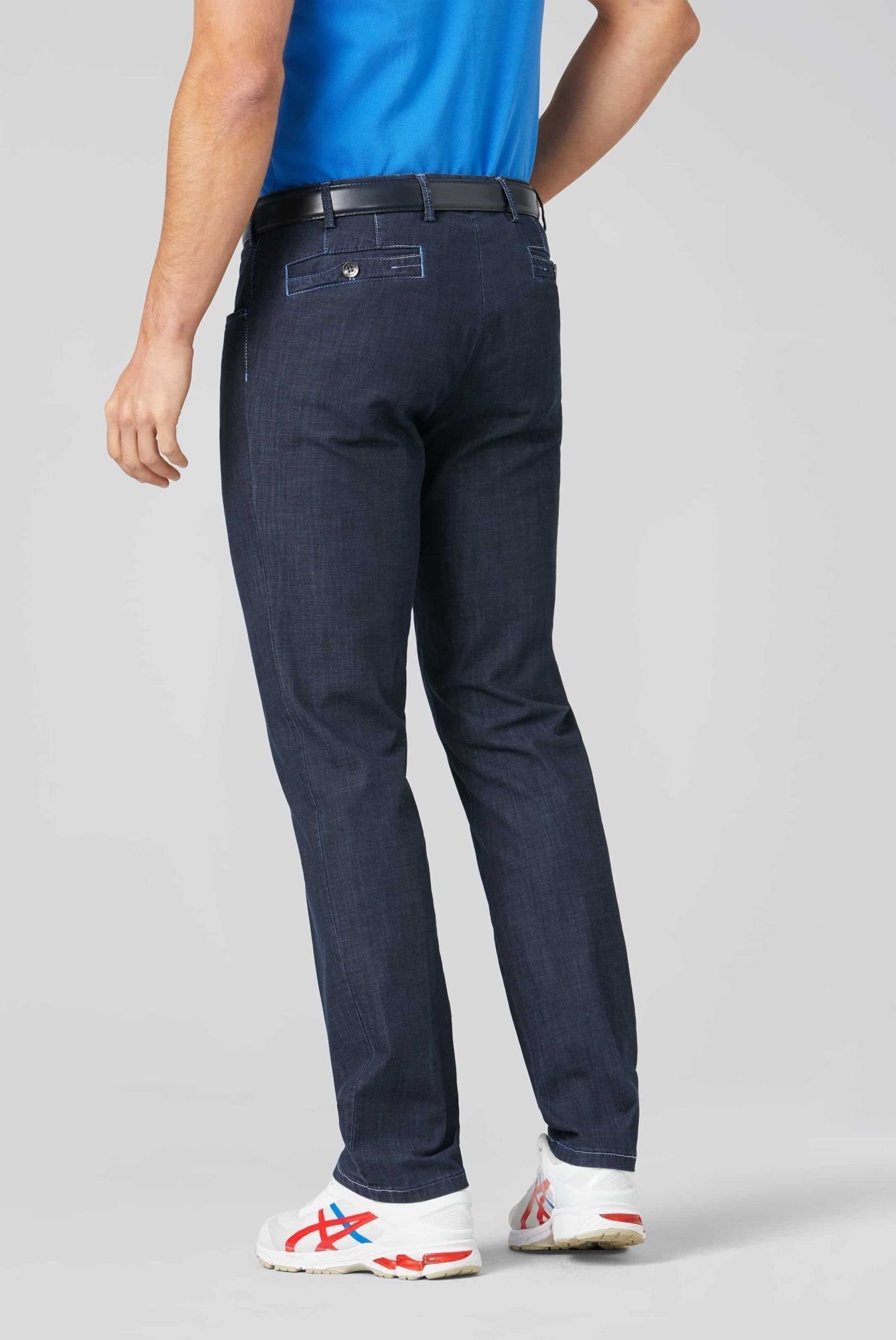 MEYER Straight-Jeans Diego mit Cross-Denim Swingpocket