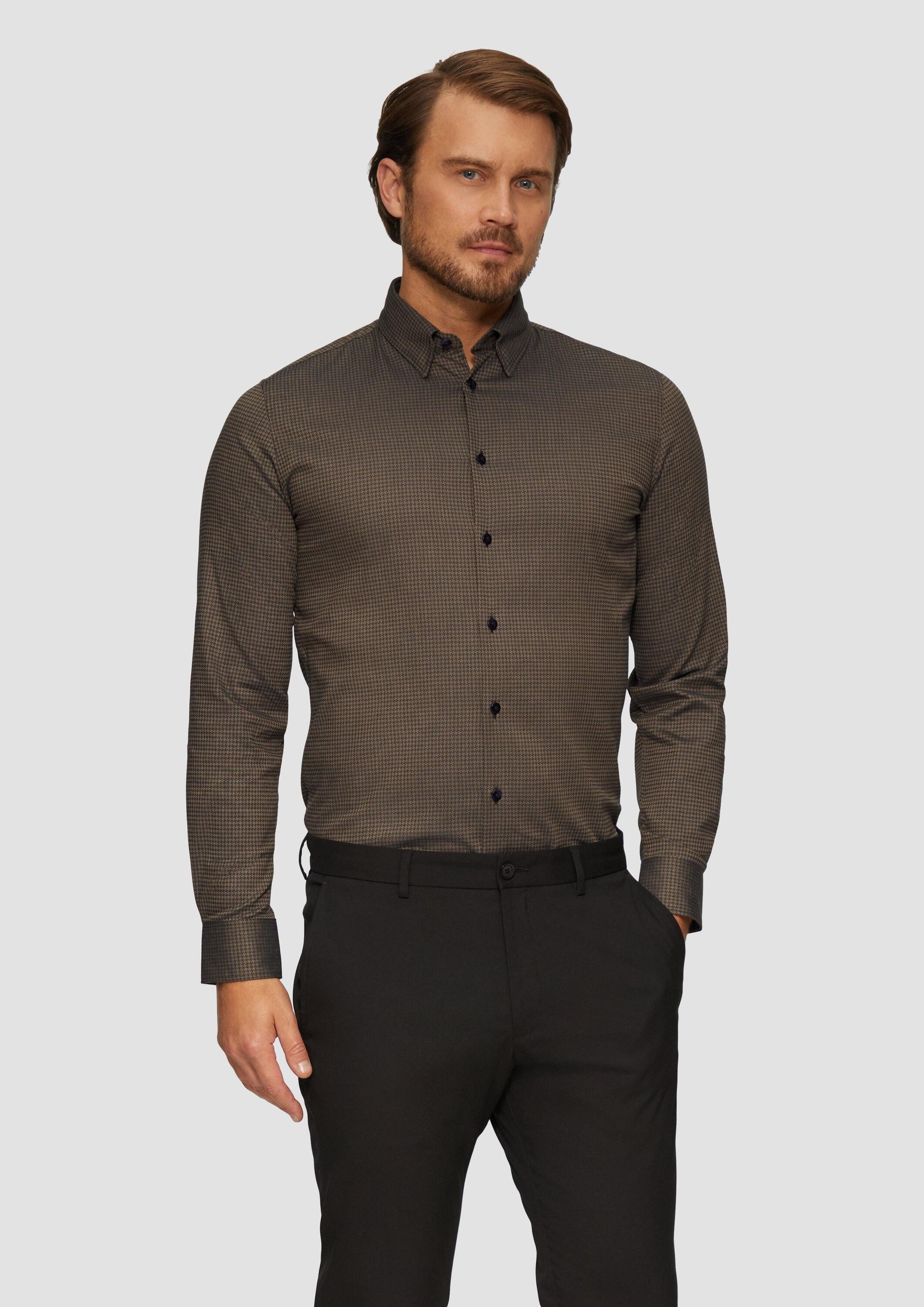 s.Oliver Langarmhemd Hemd Tailored Fit: Hemd mit Hahnentrittmuster