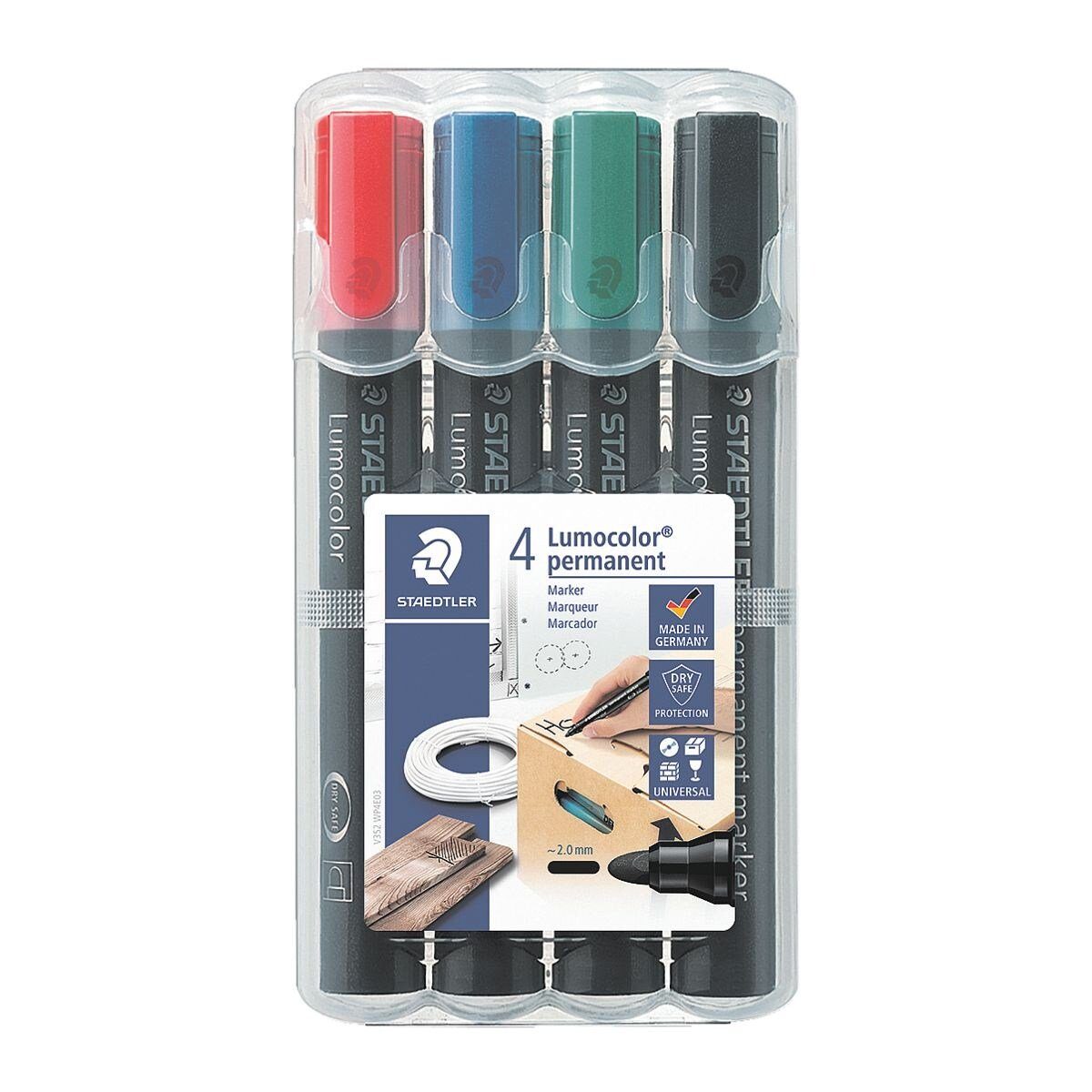 STAEDTLER Permanentmarker Lumocolor, (4-tlg), wetterfest