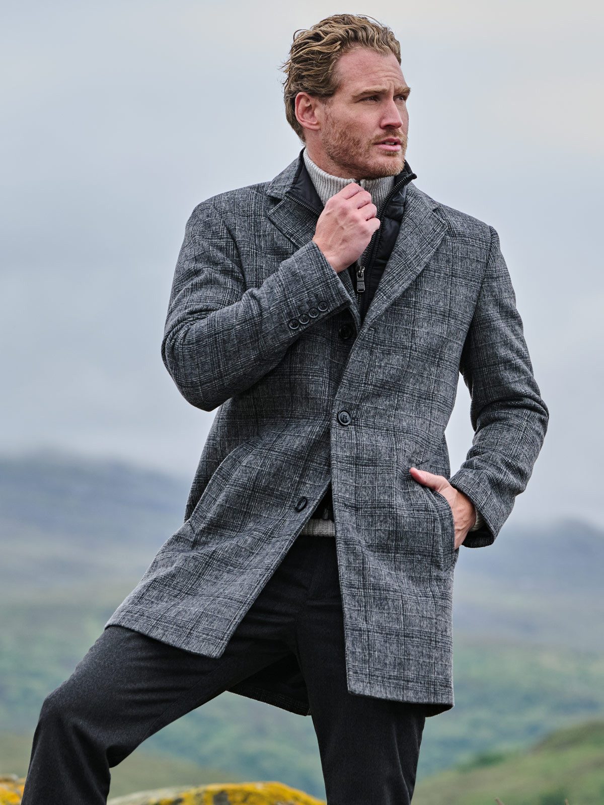 Engbers Kurzmantel Herren Mantel mit herautrennbarem Inlet, Anthrazit