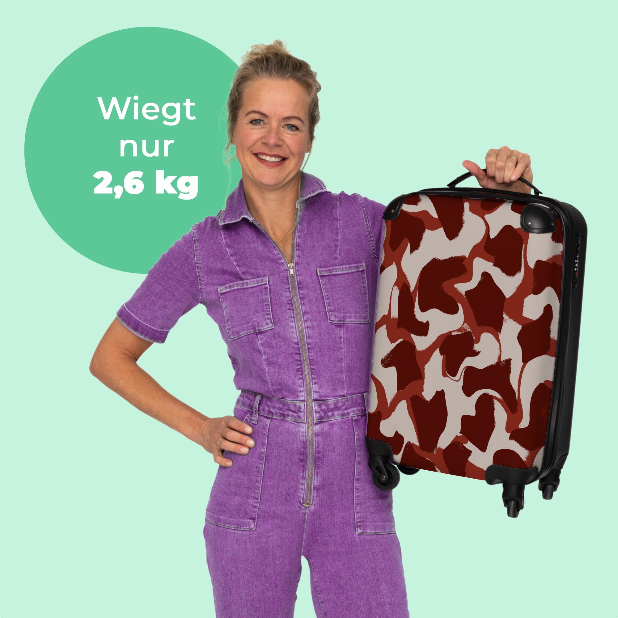 Cabin mit - Reisekoffer 4 Abstrakt Handgepäck Farben Rollen, Trolley 55x35x20cm - Braun 4 Rollkoffer NoBoringSuitcases.com© - Pastell, Handgepäckkoffer Kleine Rollen -