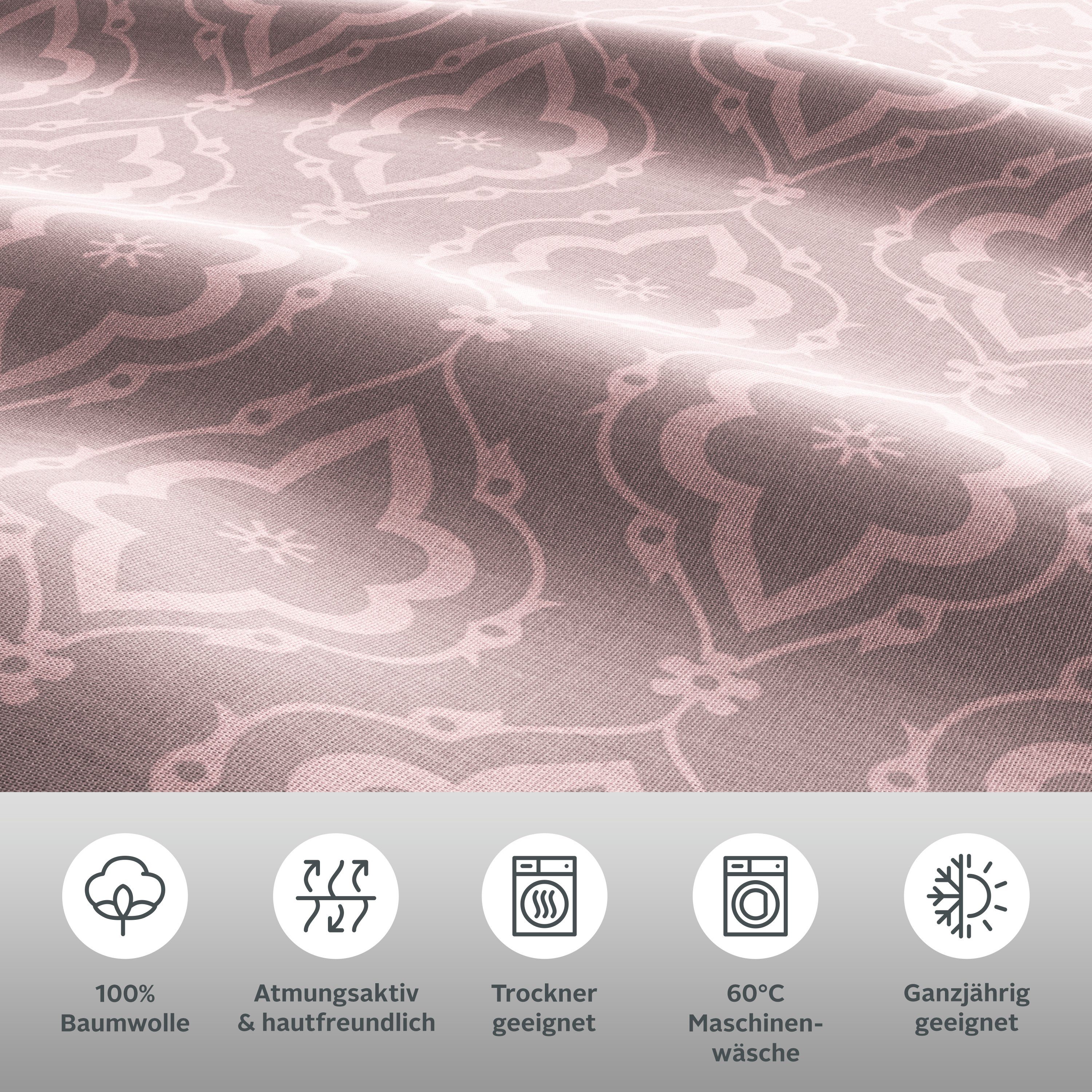 OTTO home Bettwäsche Cremona, Linon, 3 teilig, romantische Bettwäsche in verschiedenen Qualitäten, ab Gr. 135x200 cm