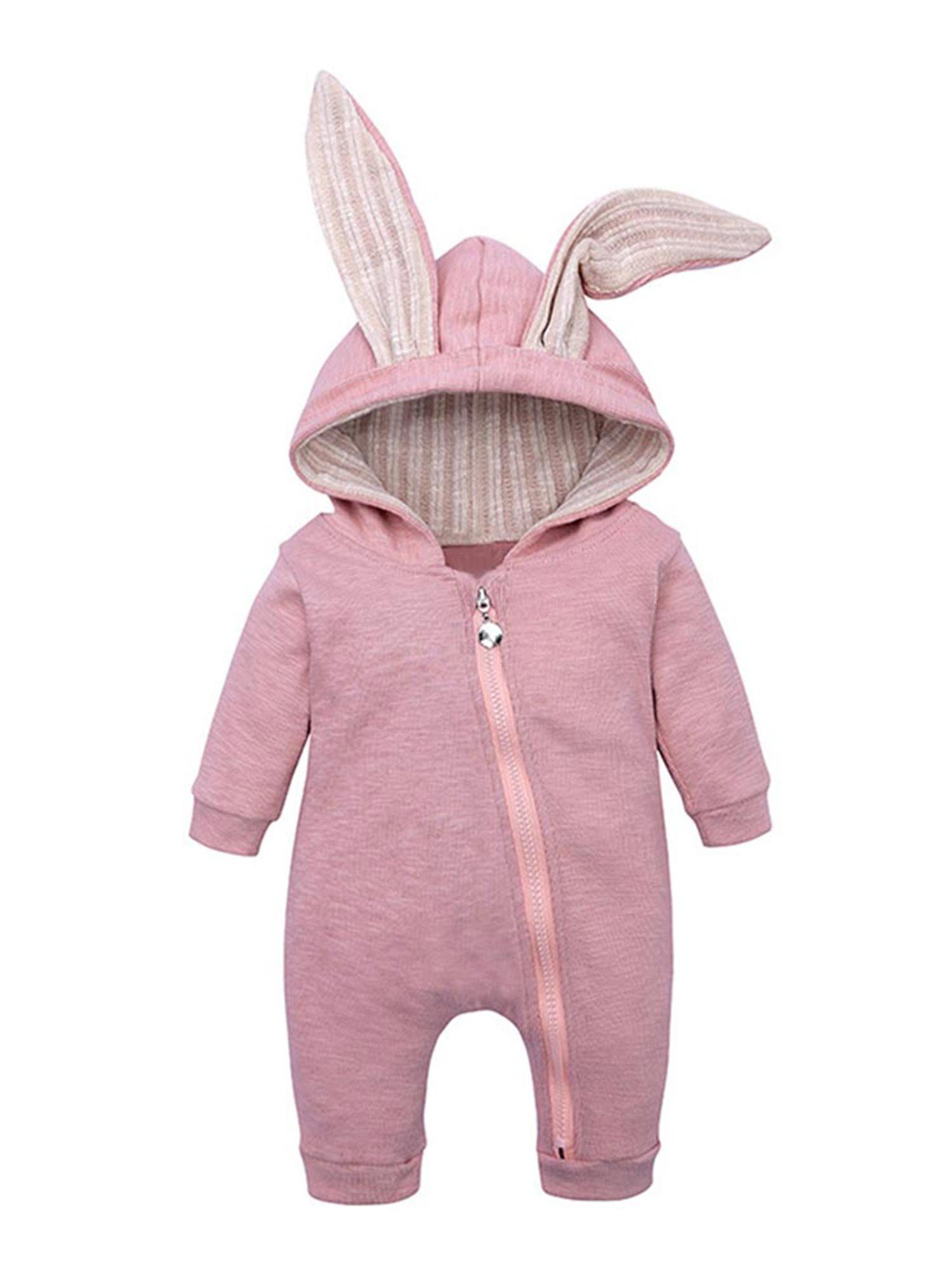 Strampler Unisex Baby Langarm Bodysuit mit Kapuze Warmer Overall Babykleidung