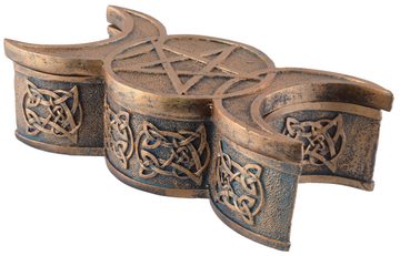 Vogler direct Gmbh Aufbewahrungsbox Wicca Zauberbox - bronzefarben mit Deckel, handbemalt, aus Kunststein, von Hand mit Bronzefarbe bemalt