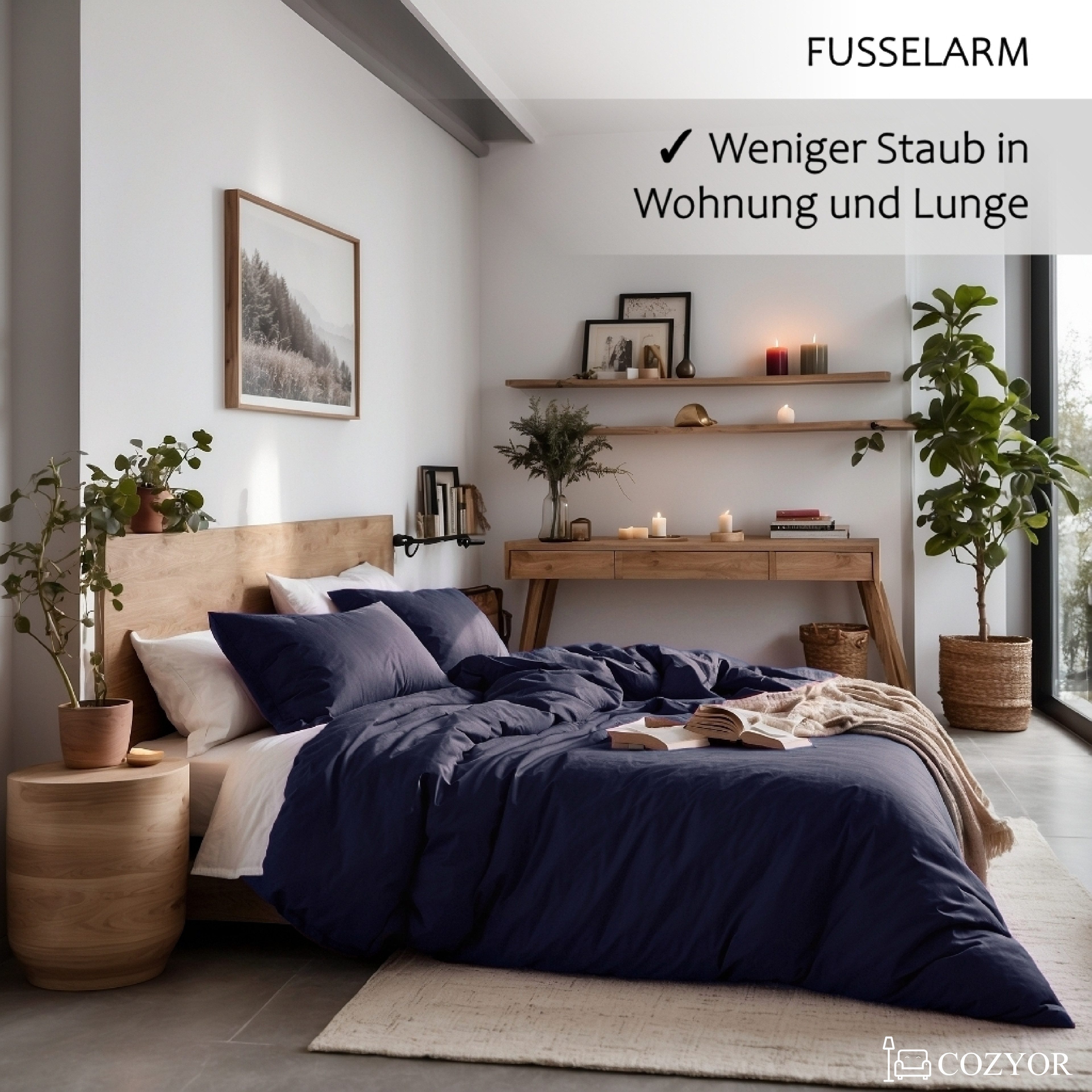 Cozyor Bettwäsche Allergiker Bettwäsche extra weich, 135x200 155x200 155x220 200x200, Mikrofaser, 3 teilig, allergikerfreundlich