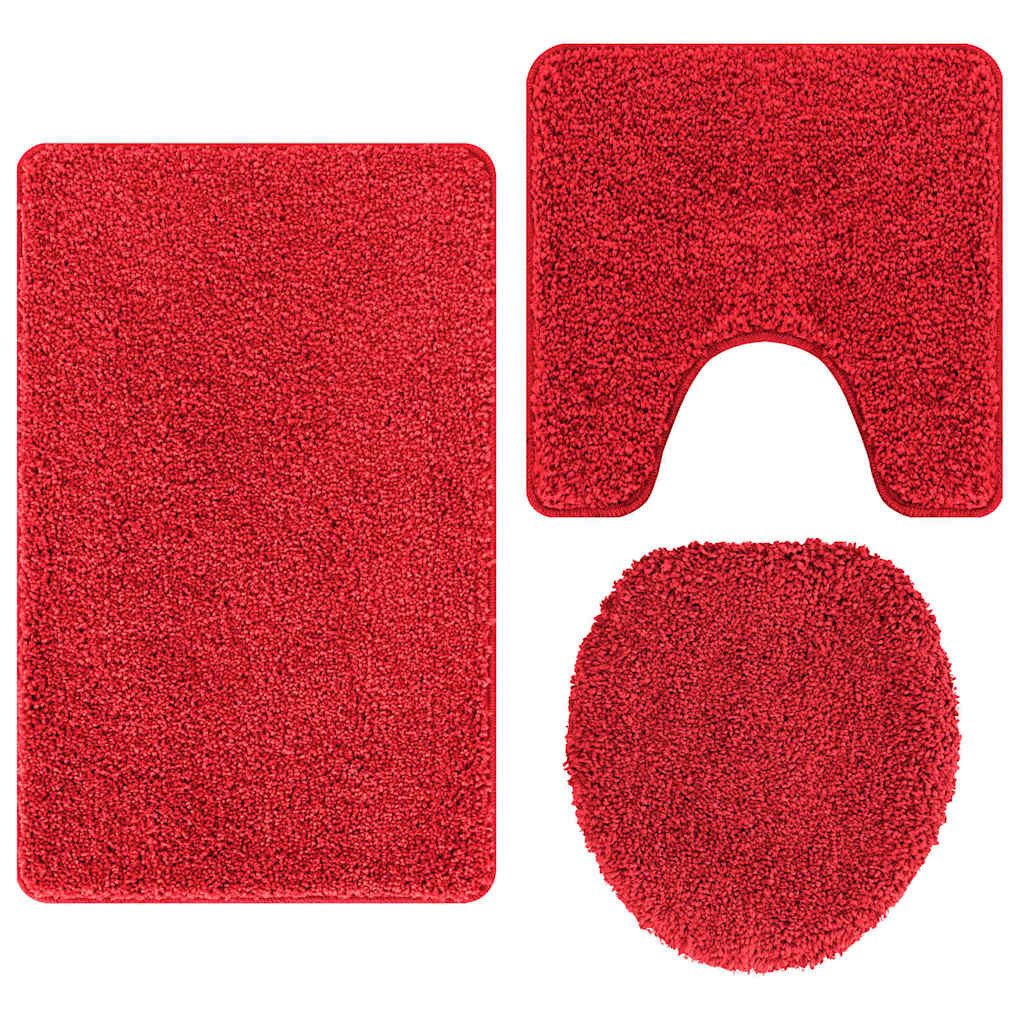vidaXL Badematte Anti-Rutsch Badematten-Set 3 pcs Rot PP, Höhe 0.2 mm, Poly günstig online kaufen