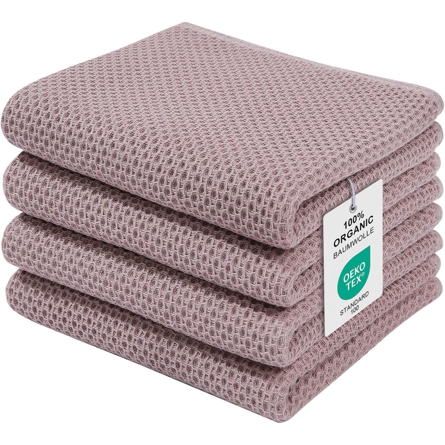 LuxusKollektion Geschirrtuch Geschirrtücher 100% Baumwolle 4er Set 32 x 72 cm Braun premium