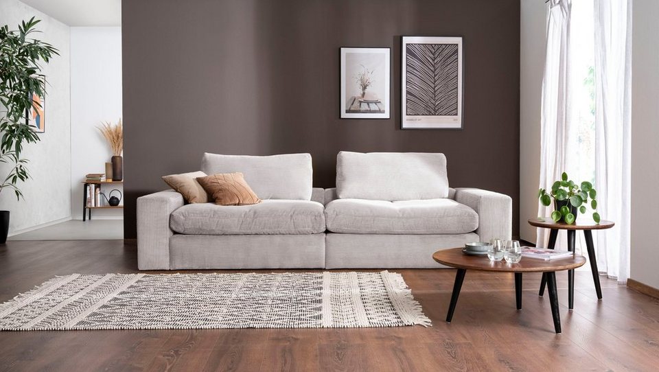 alina Big-Sofa Sandy, 296 cm breit und 98 cm tief, in modernem Cordstoff
