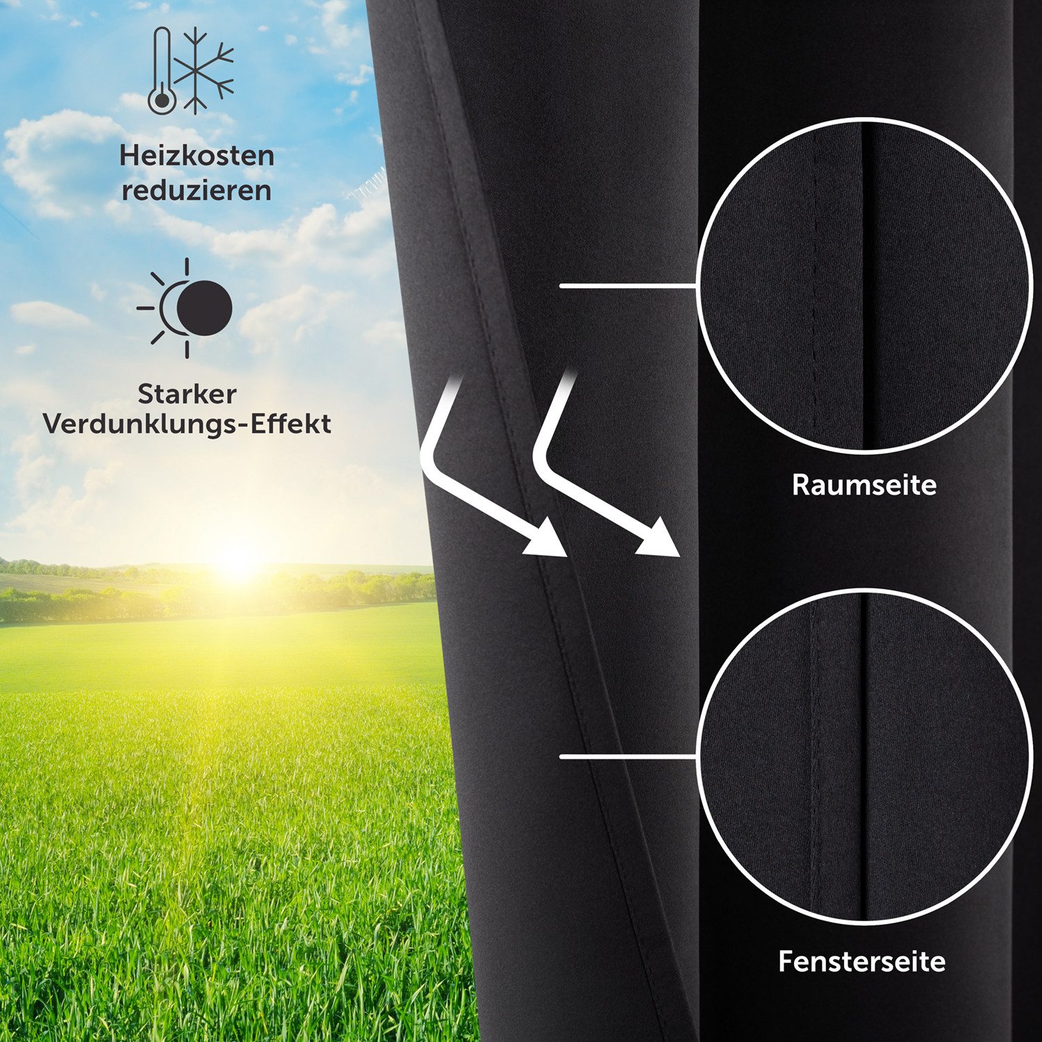 Blumtal Verdunkelungsvorhang 2er-Set Gardinen Wärmeisolierend Blickdicht (2 günstig online kaufen