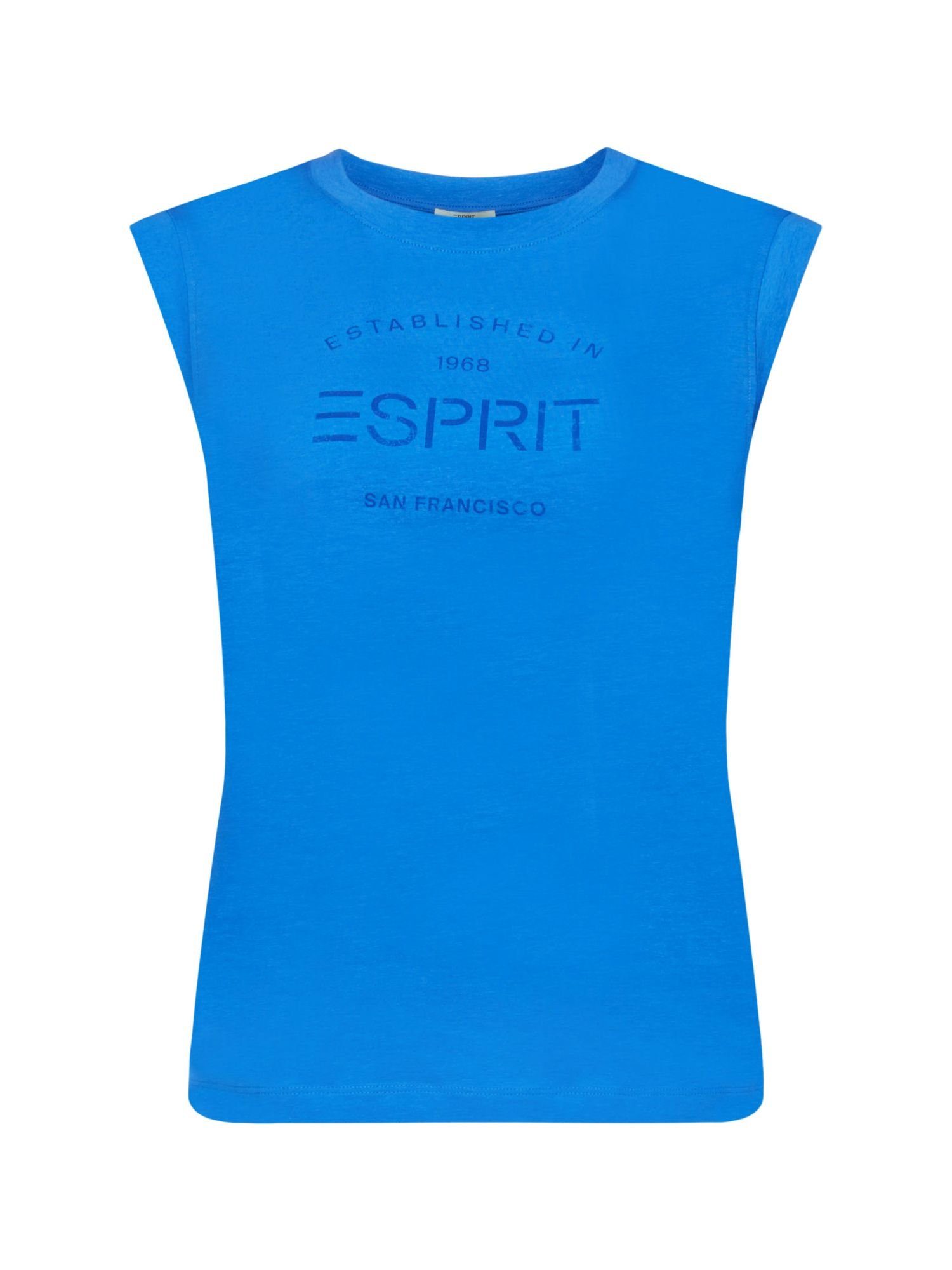 Esprit T-Shirt T-Shirt mit Vintage-Logo (1-tlg) BRIGHT BLUE
