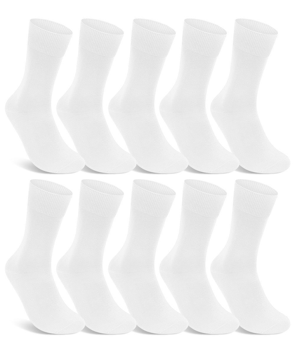 sockenkauf24 Gesundheitssocken 10 Paar Damen & Herren Socken 100% Baumwolle ohne Gummidruck (Weiß, 35-38) und ohne Naht - 10600