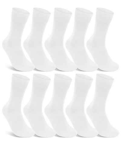 sockenkauf24 Gesundheitssocken 10 Paar Damen & Herren Socken 100% Baumwolle ohne Gummidruck (Weiß, 35-38) und ohne Naht - 10600