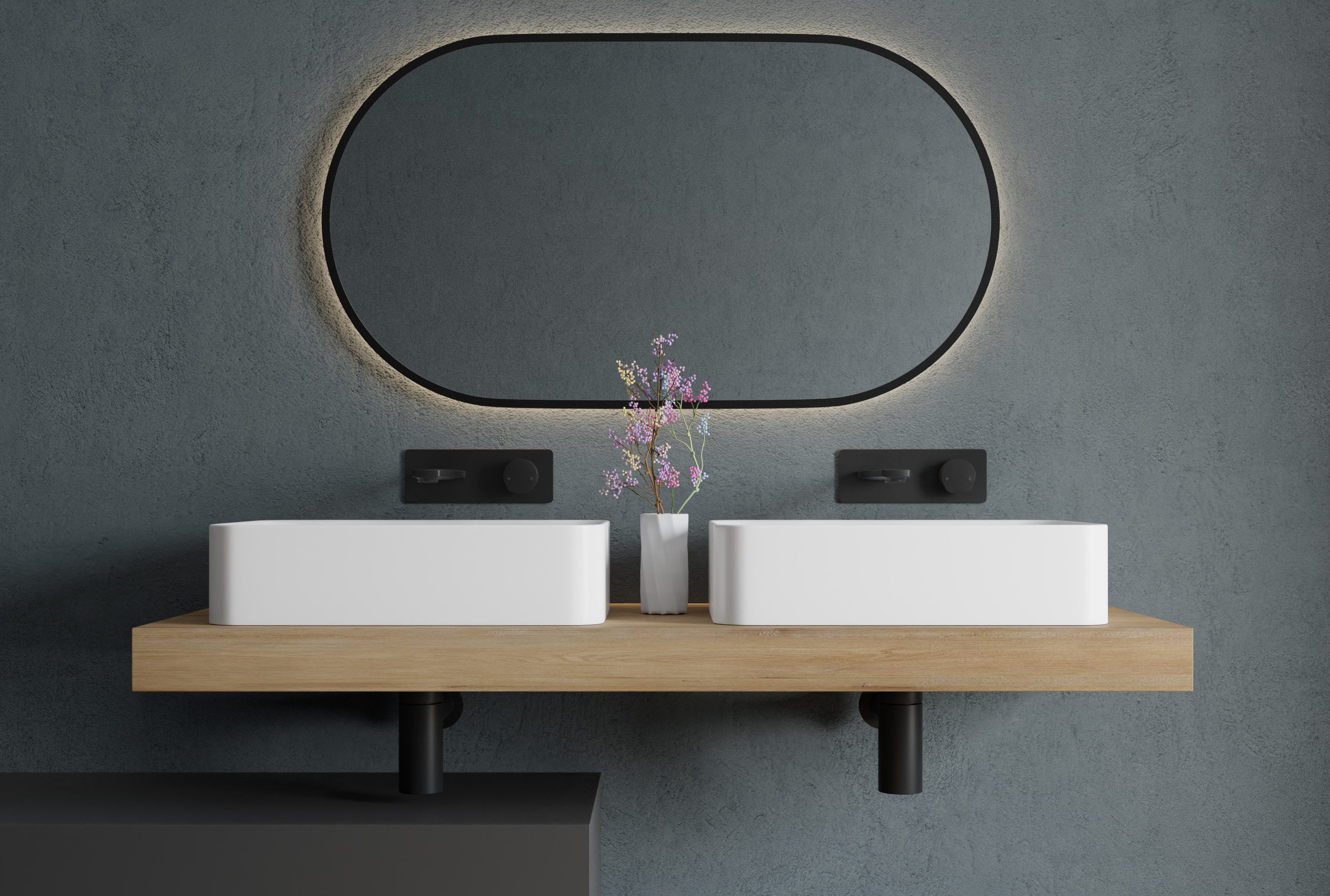 Bernstein Aufsatzwaschbecken NT8566 50cm Weiß matt, Aufsatzwaschbecken Soft-Cube Mineralguss ohne Ablauf