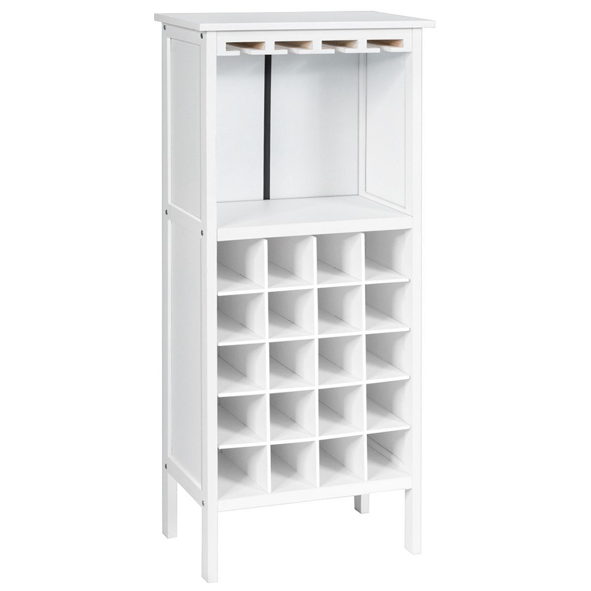 COSTWAY Weinregal, stehend, Weinschrank Holz, für 20 Flaschen, 42x24,5x96cm